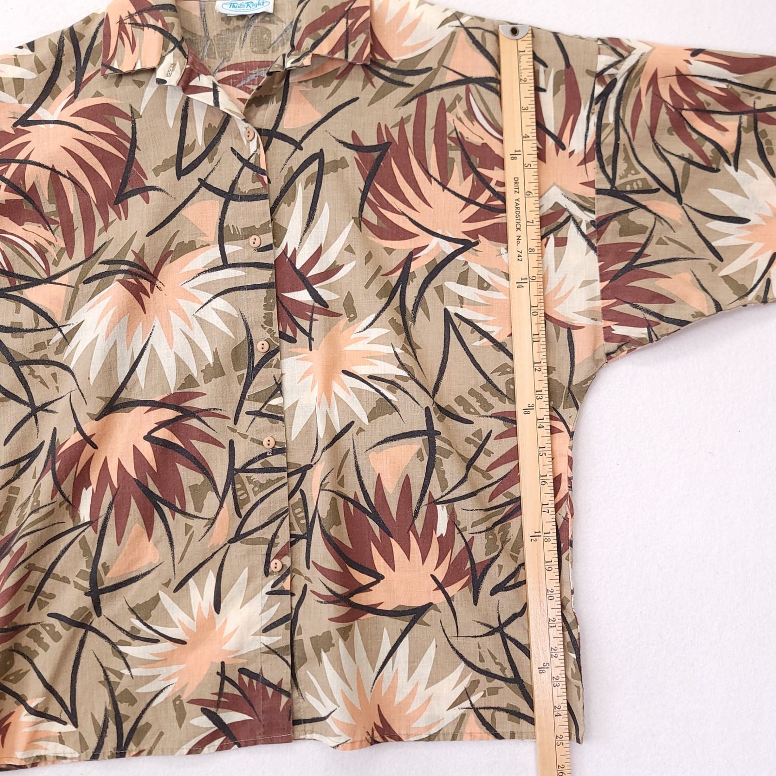 Vintage Thats Right California Cotton Tropical Palm Print Button Shirt Large USA
