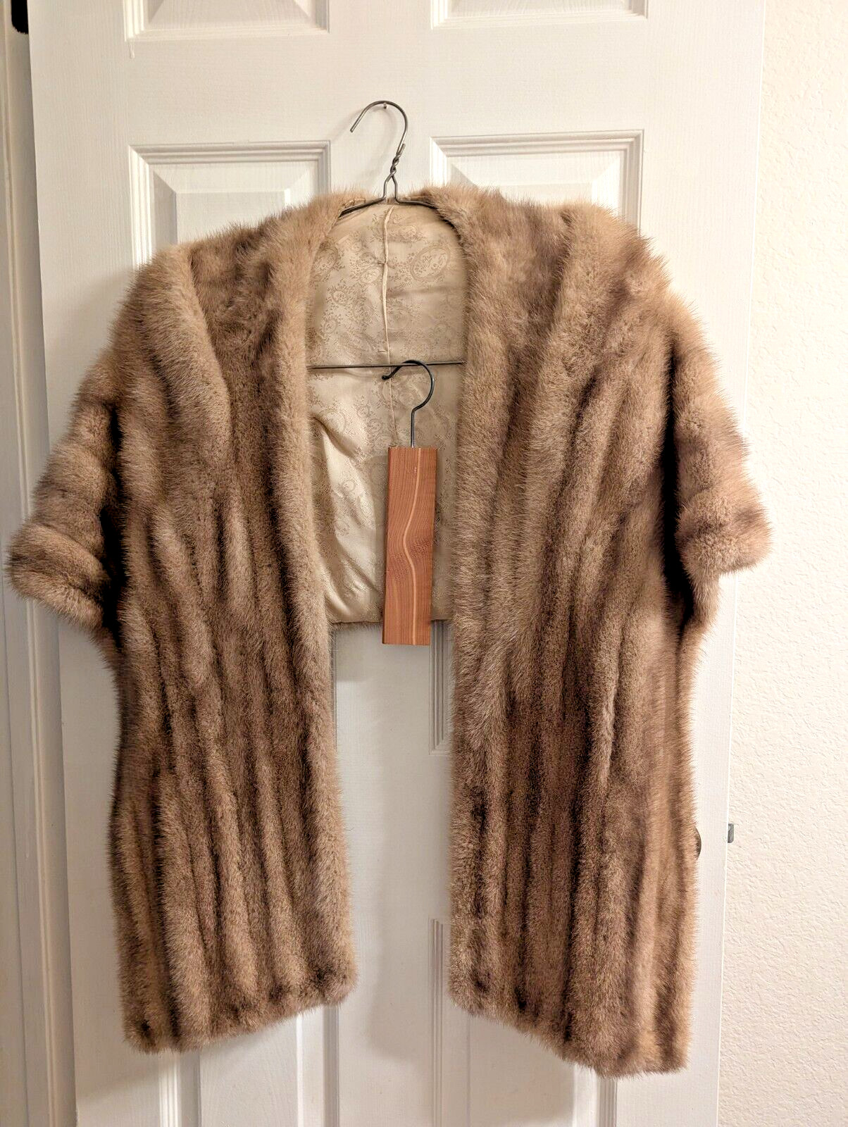 Vintage custom-made mink stole 1960s with customized sleeve links