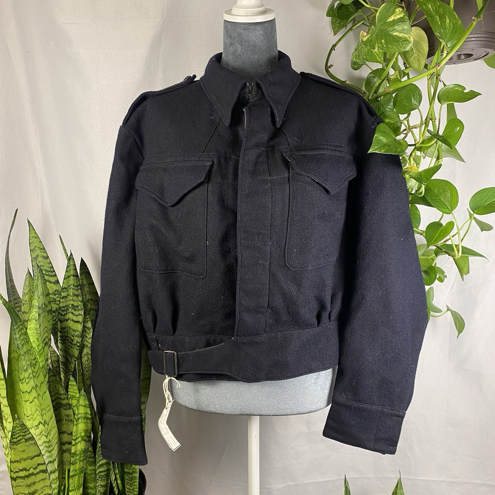 Vintage 1951 Women’s Wool Civil Defence Military Jacket Size 8 Navy