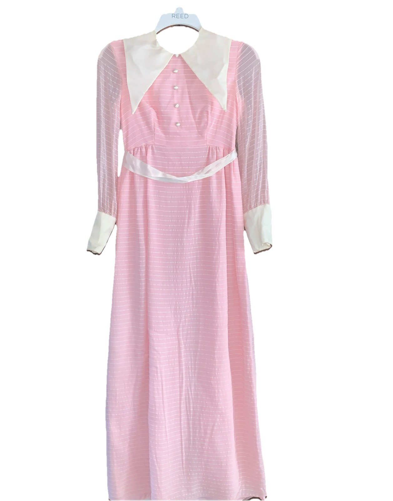Bridesmaid Dress Formal Pink Taffeta Long with Voile Overlay 34 bust Vtg 60s-70s