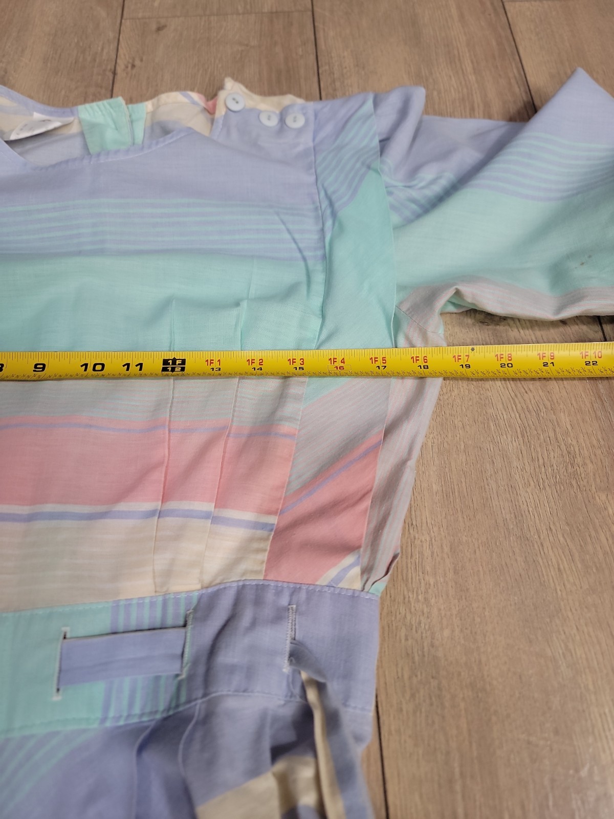 VTG 80s Pastel Stripe Fit & Flare Midi Dress Belted Cottagecore Prairie Secretar