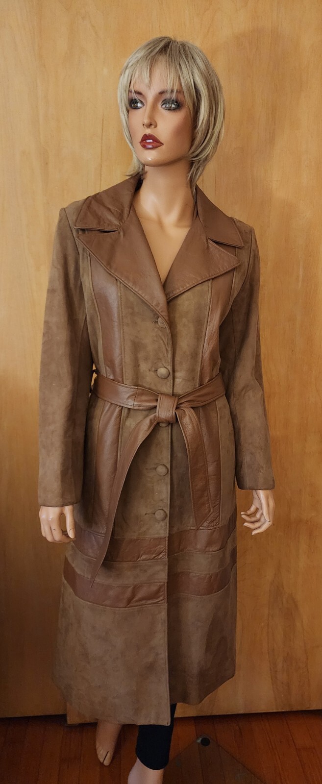 WOMEN’S NEW ENGLAND SPORTSWEAR CO. VINTAGE 70’s LEATHER & SUEDE FULL LENGTH COAT