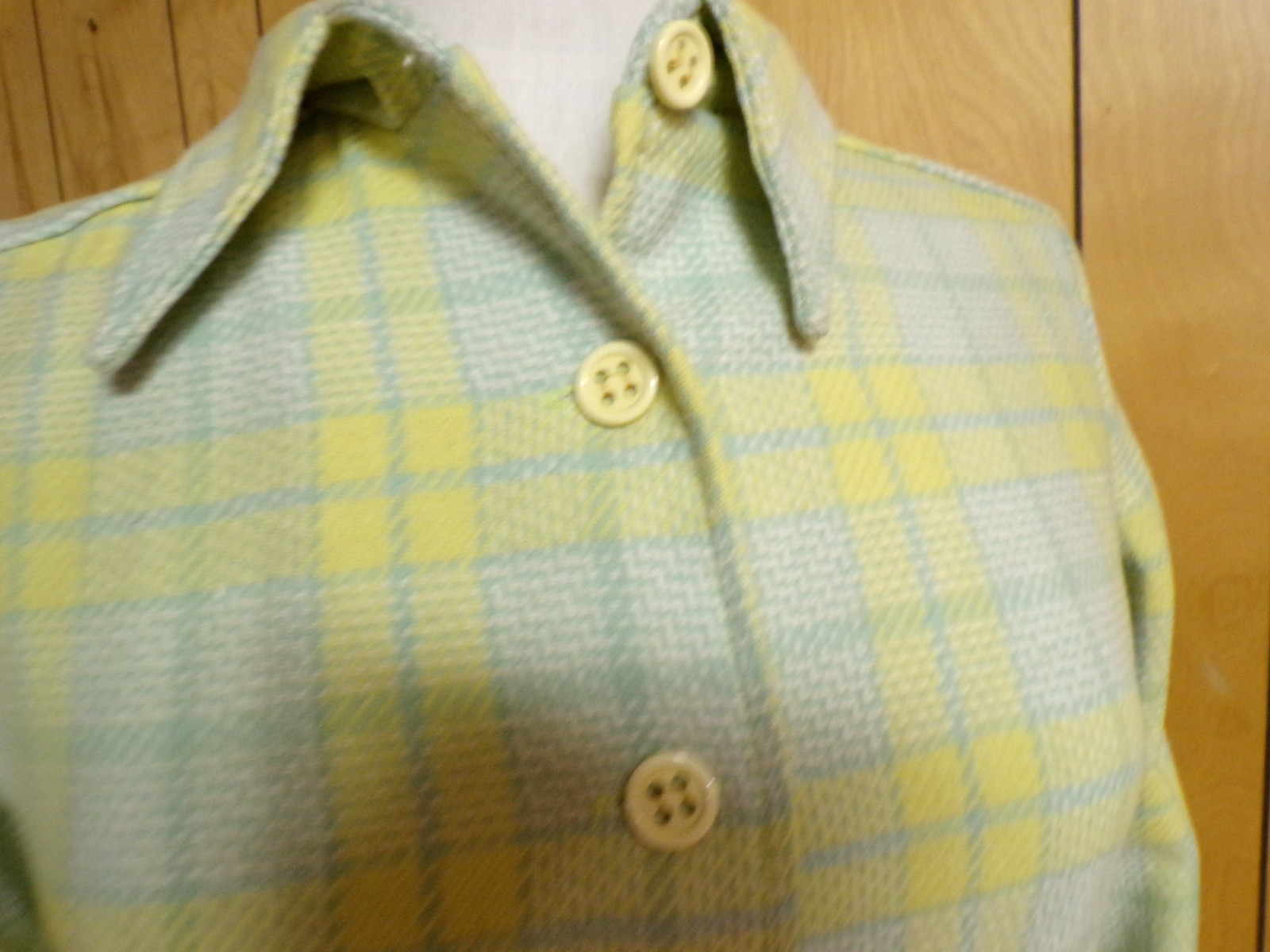 Vintage FOUR CORNERS Yellow Green Plaid Wool Jacket 34″ Waist