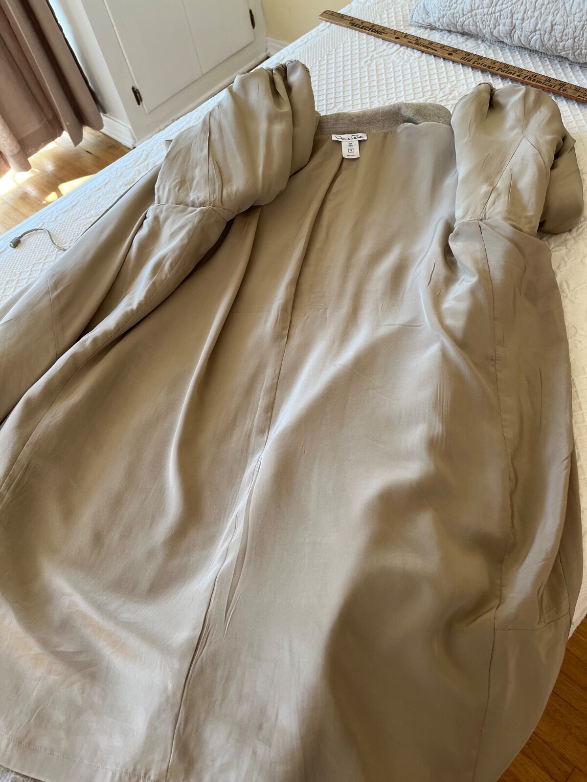 Vintage 1990’s Oscar de la Renta Heavy Linen Coat w Silk Lining-Rare-Size 10-EUC