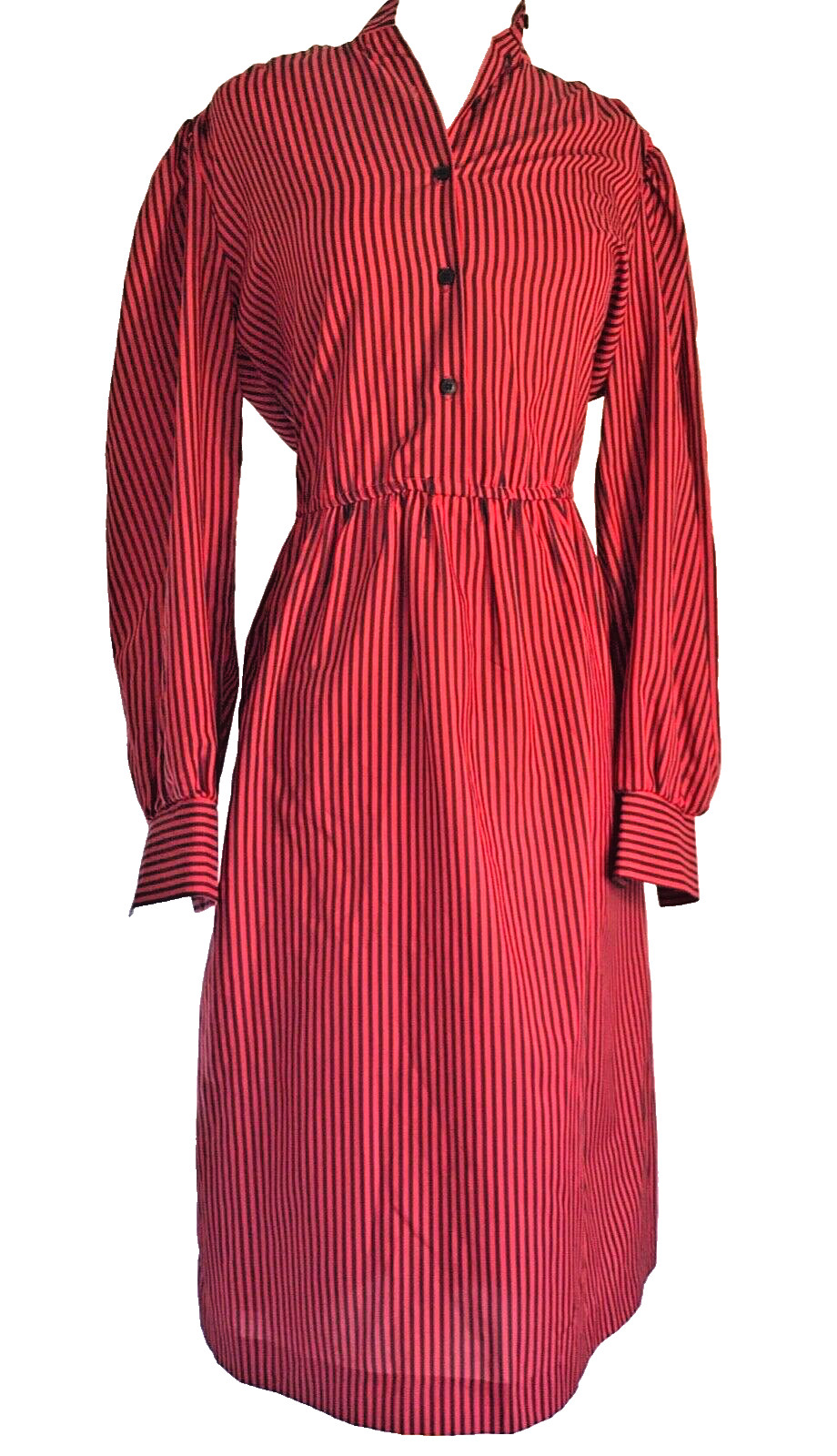 Vintage Long Sleeve Day Dress Striped 80s Office Workwear Professional Retro 10