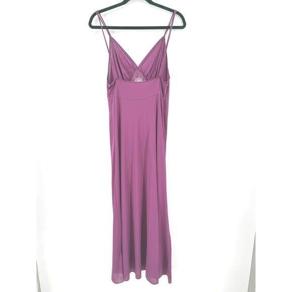 Vintage Whimsigoth Slip Maxi Dress Purple Lace Babydoll High Center Slit M Witch
