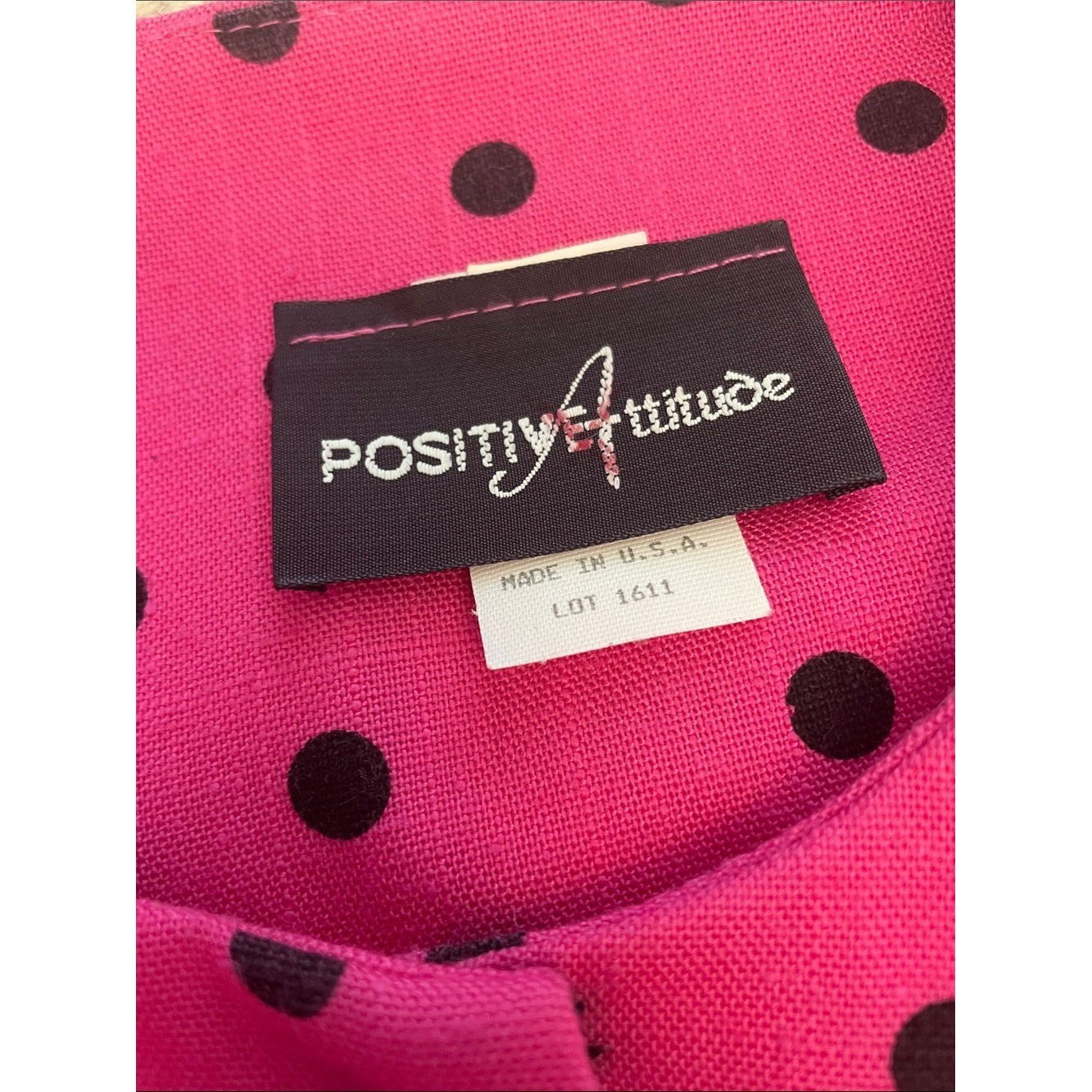 VTG 80s Positive Attitude Pink Polka Dot Peplum Blouse Puff Sleeve Blazer Top M