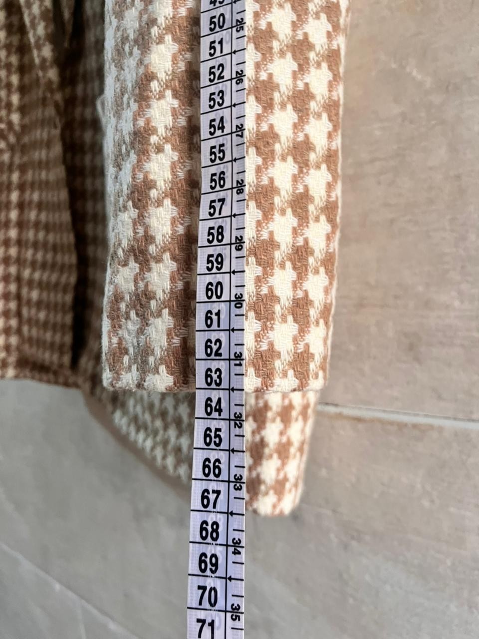 Vintage Tan Jay Women’s Brown and Beige Houndstooth Tweed Blazer size UK 18