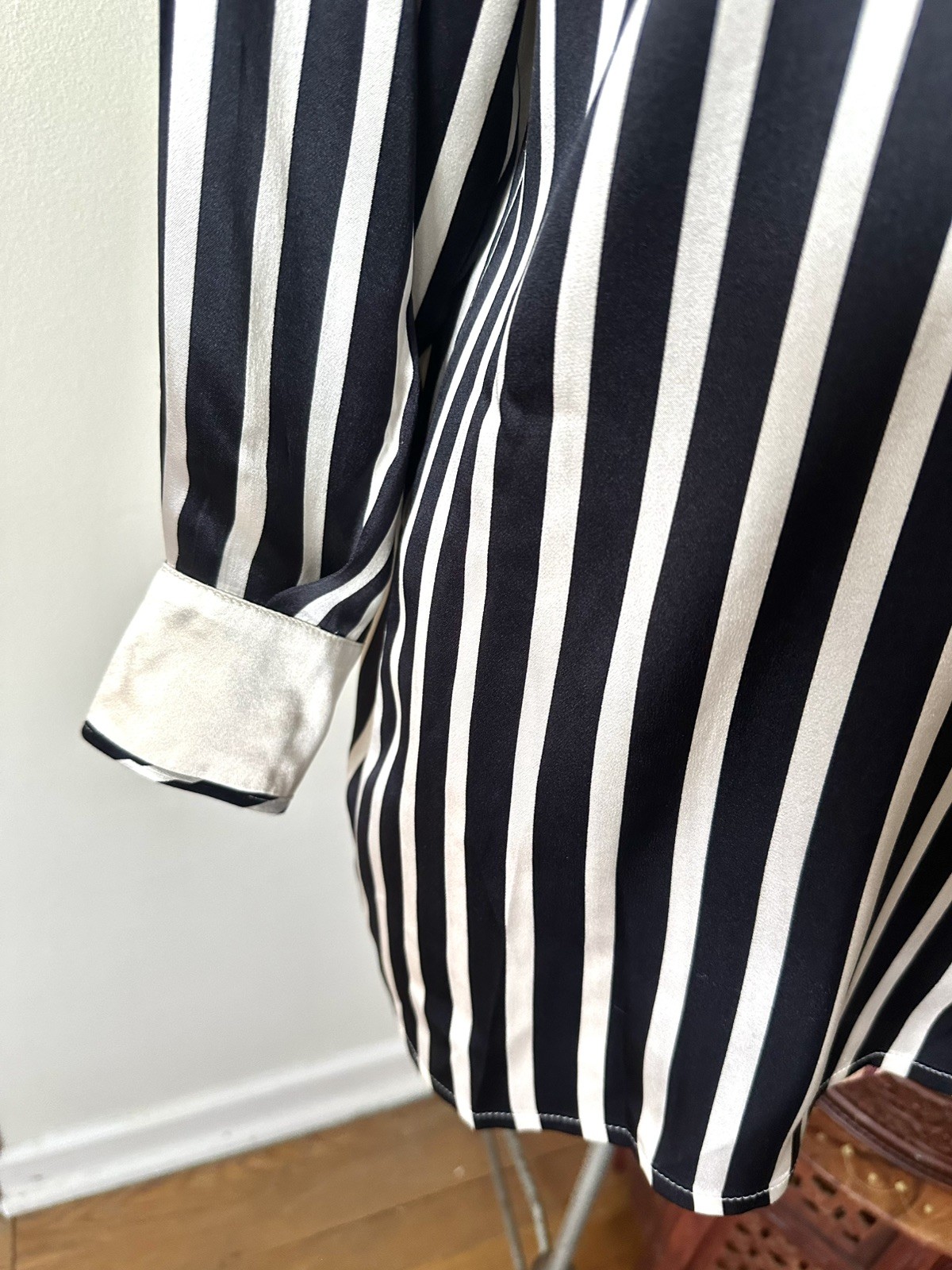 Vintage 80’s Escada Black & White Striped Silk Top