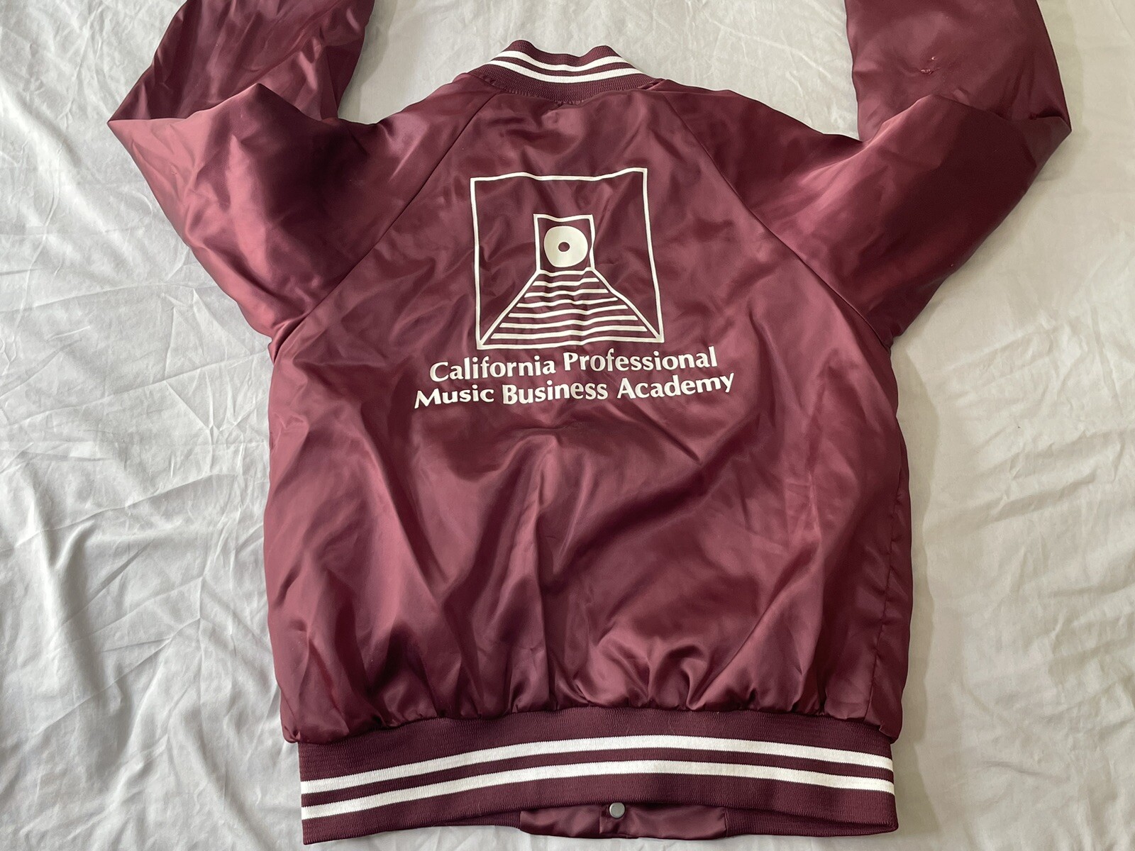 VINTAGE 70s 80s SATIN JACKET CALIFORNIA PROFESSIONAL MUSIC BUSINESS ACADEMY