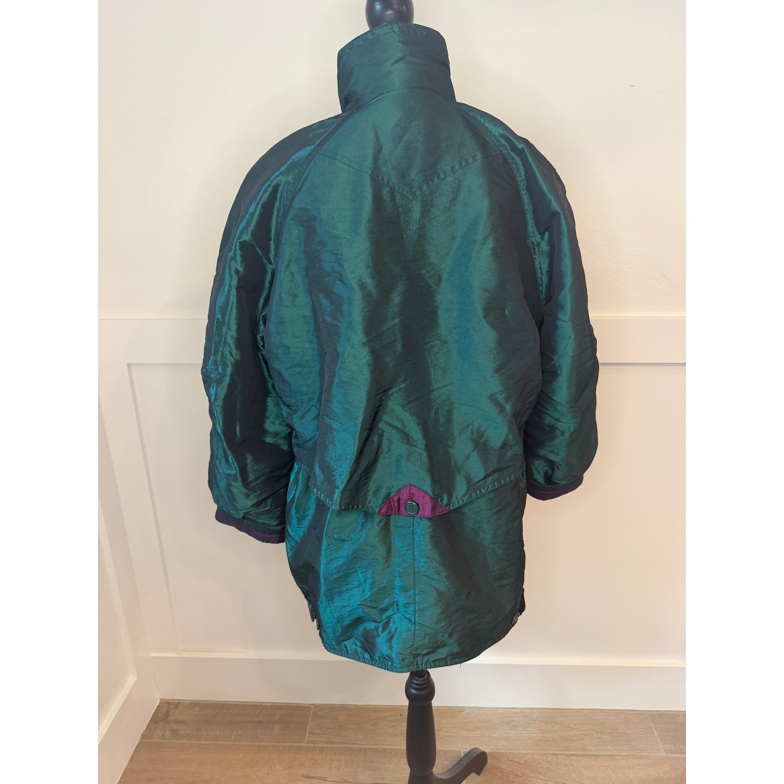 Kristin Paige Sportswear Vintage 90s Iridescent Parka Jacket Green Purple Small
