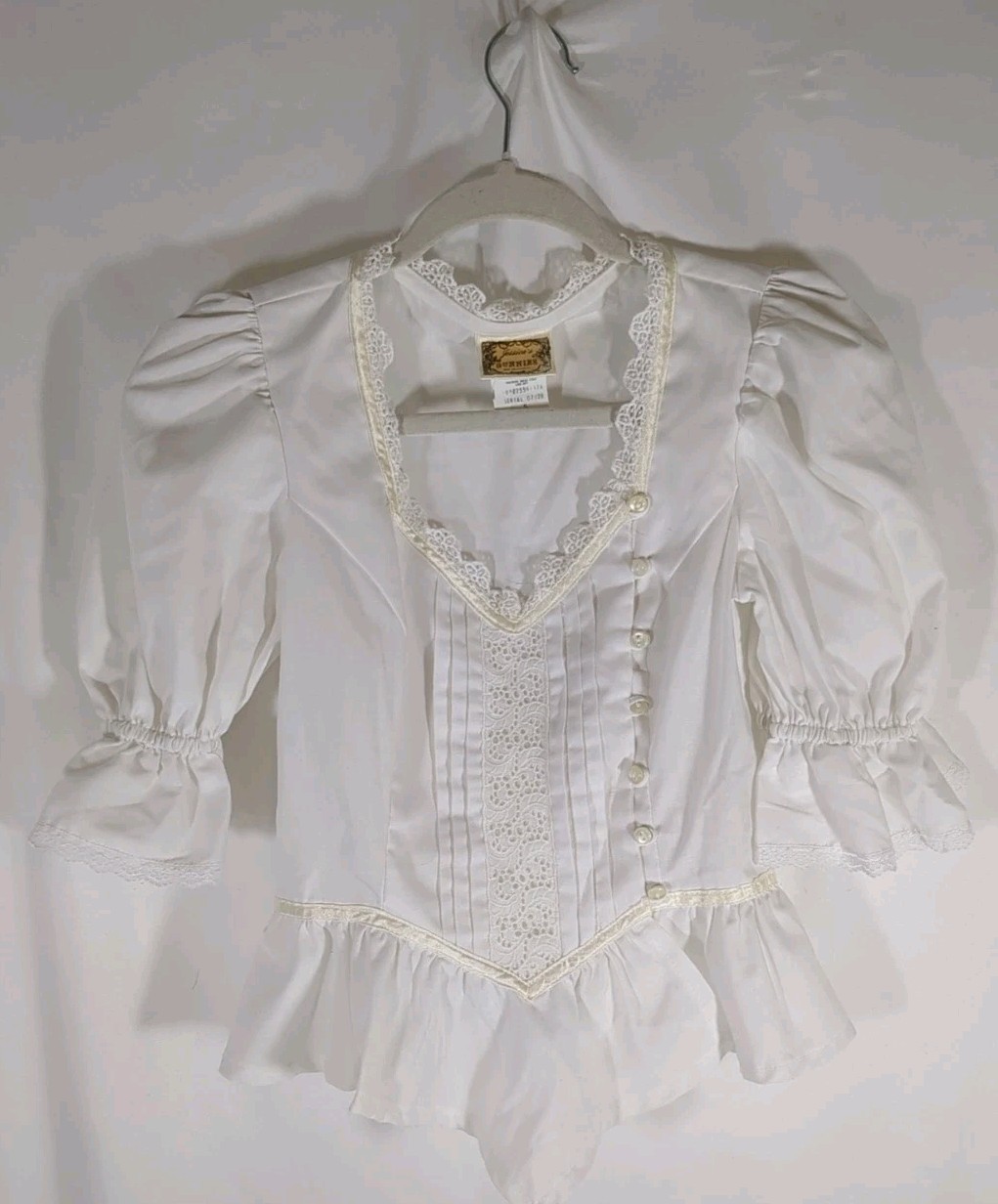 Vintage Jessica McClintock Gunnies Sax ~ San Francisco Prairie Blouse Size 5 EUC