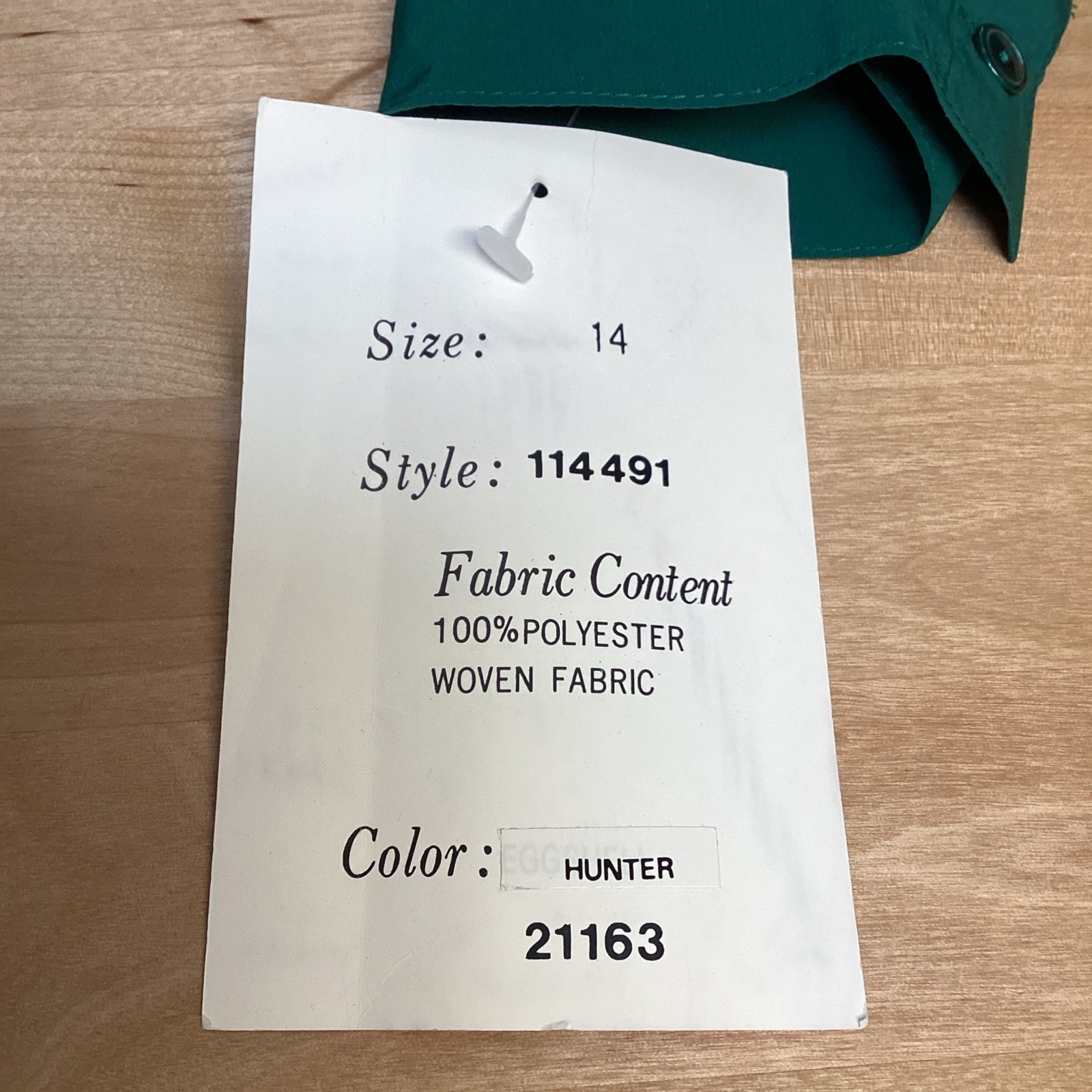 Womens Vintage Emerald Hunter Green Dress Blouse Sz 14 Elegant Pleated Cowl Neck