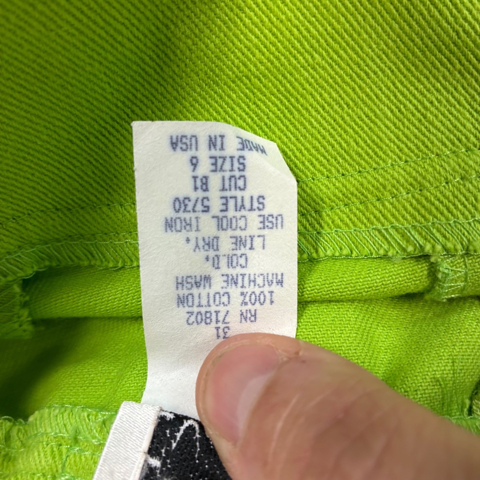 VTG F Stop Neon Lime Green High Waisted Embroidered Shorts Size 6 Made in USA