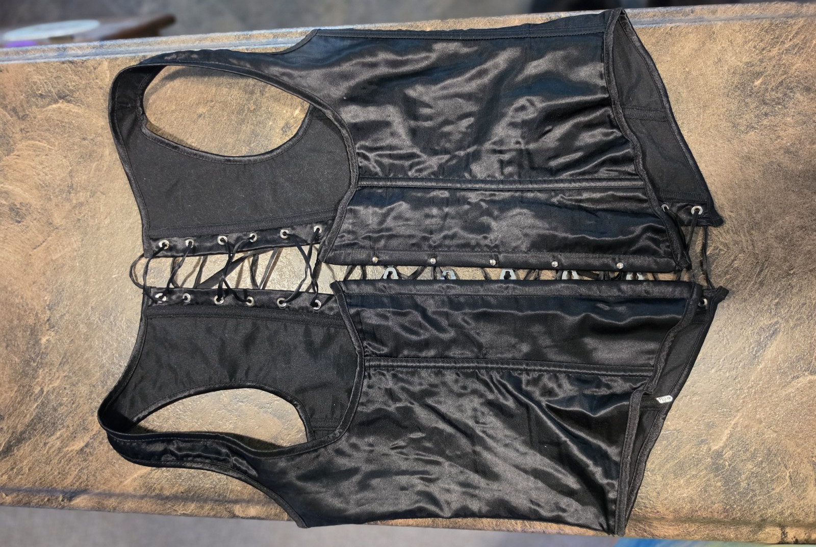 VTG Y2K Underbust Corset Vest M/L: GLAM GOTH WHIMSIGOTH PUNK VAMPIRE MOTO BIKER