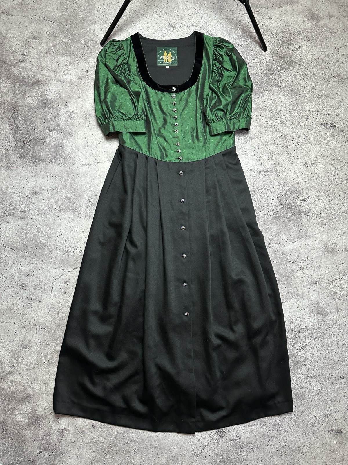 Wenger Austrian Style Trachten Austria Dress 44 Green/Black Vtg Metal Button