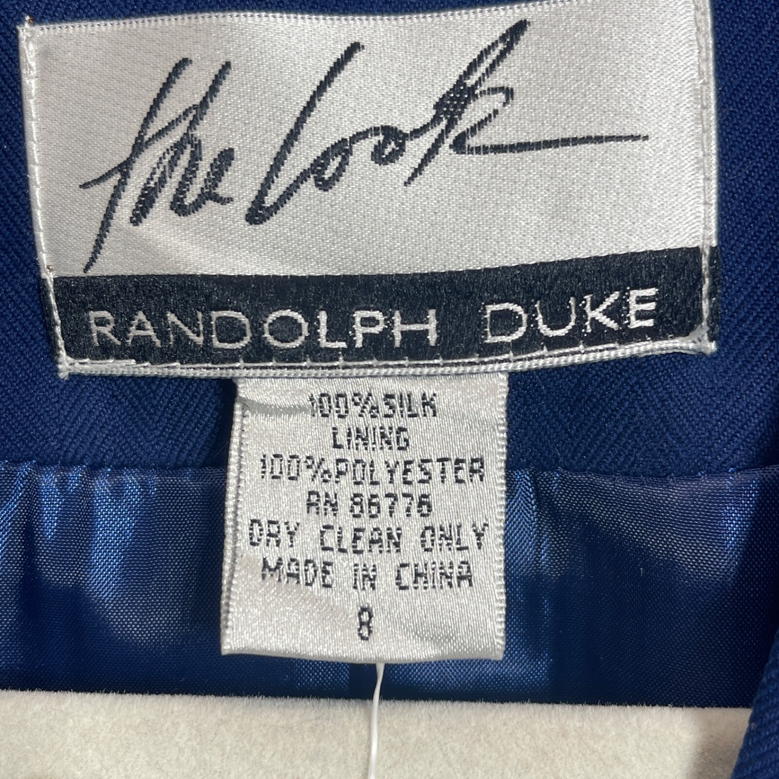 Vintage Randolph Duke Blazer Women 8 Blue Silk Lining Career Jacket The Look NEW