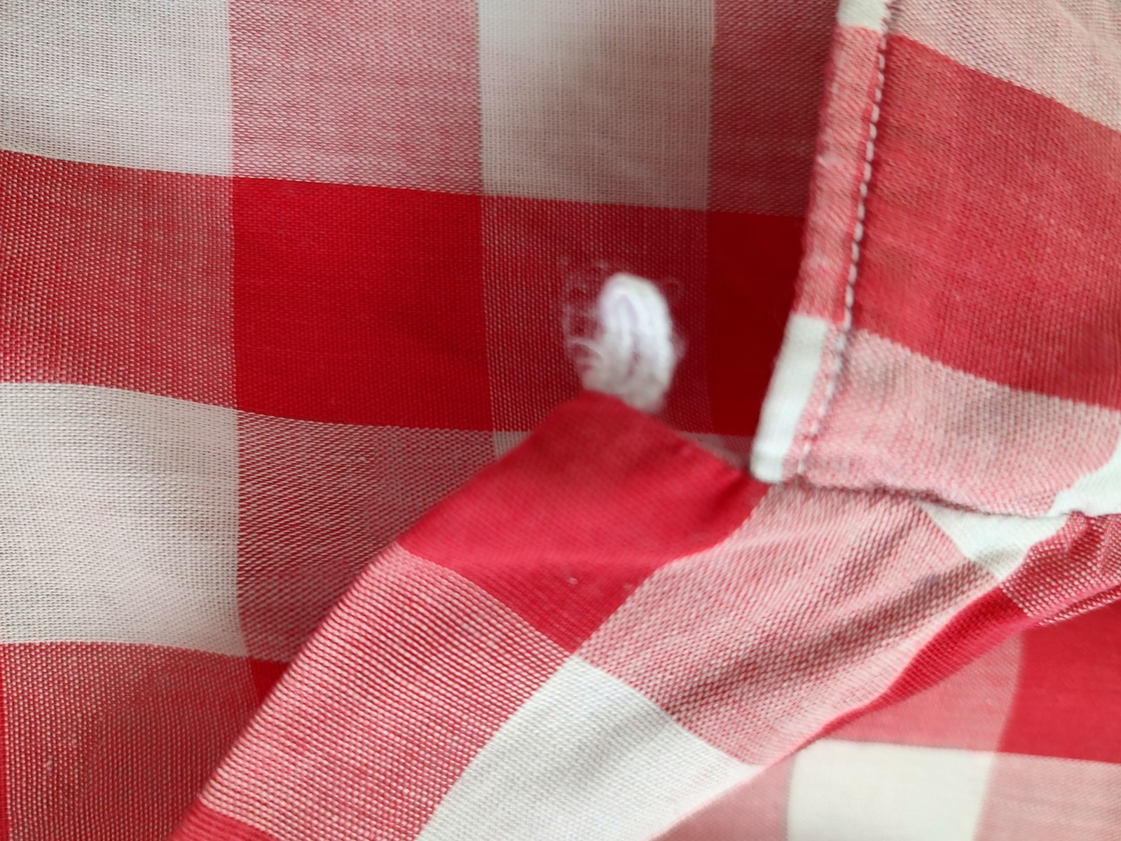 Vtg 50s/60s Shirt Womens Sz Sm Red White Check Loop Collar Distressed Rockabilly