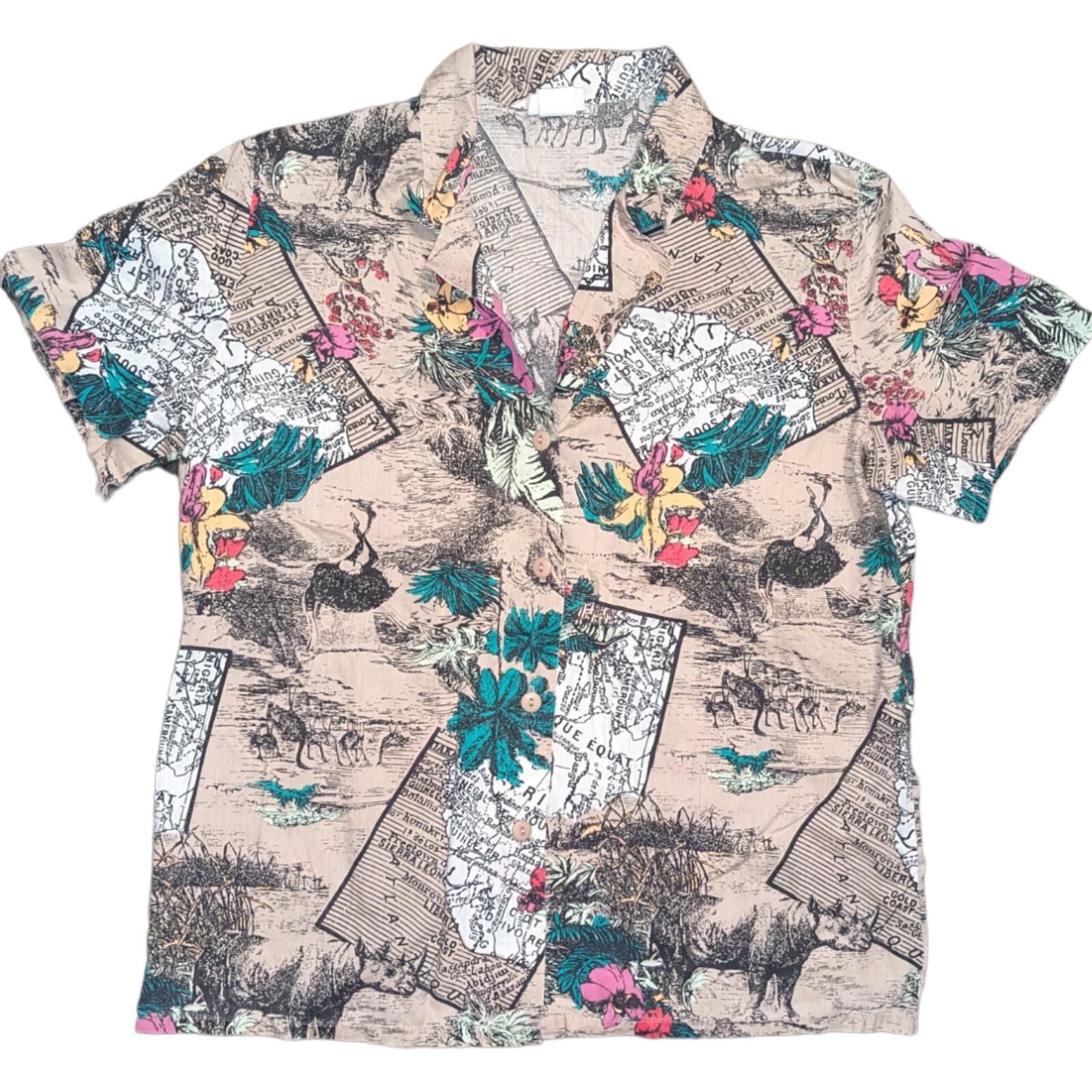 Vintage Avon fashions animal safari button up shirt