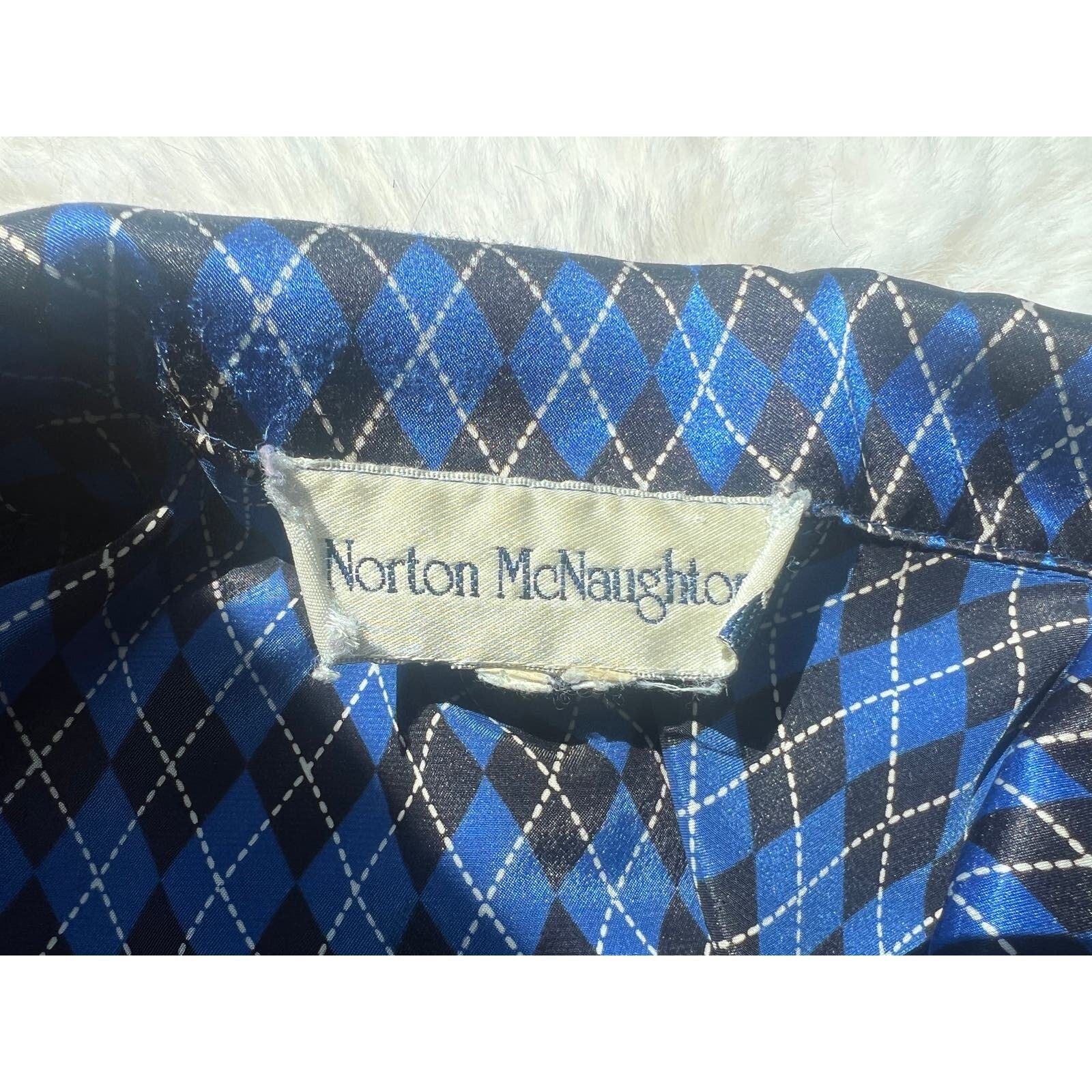 Norton McNaughton Blue and black silky argyle dress shirt
