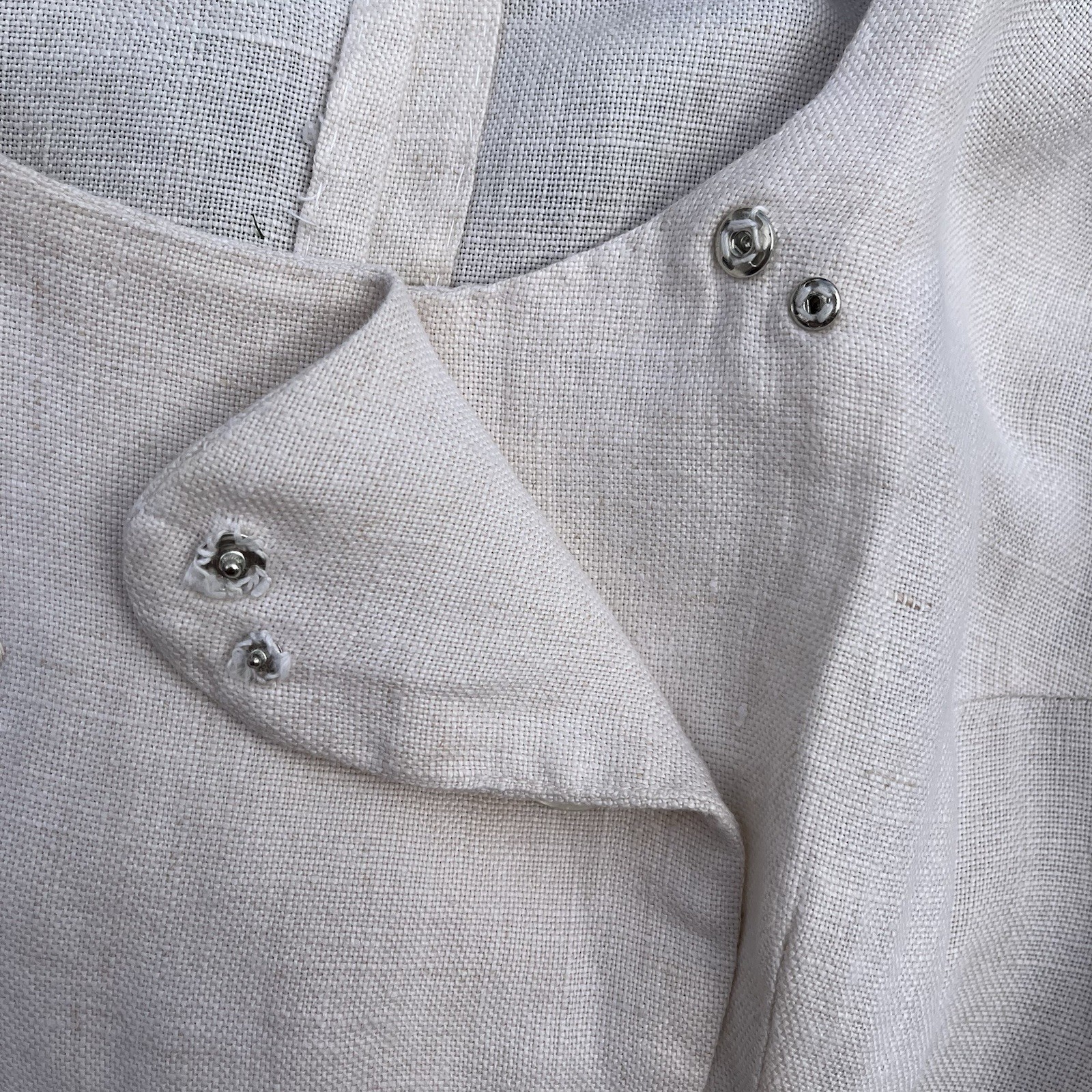 Antique 1910s – 1930s Linen Blouse | Double Breasted | Mother-of-Pearl Buttons