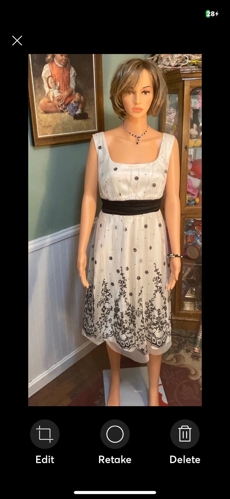 Onyx Nite Vintage Dress Ivory & Black Formal 1980 Size16