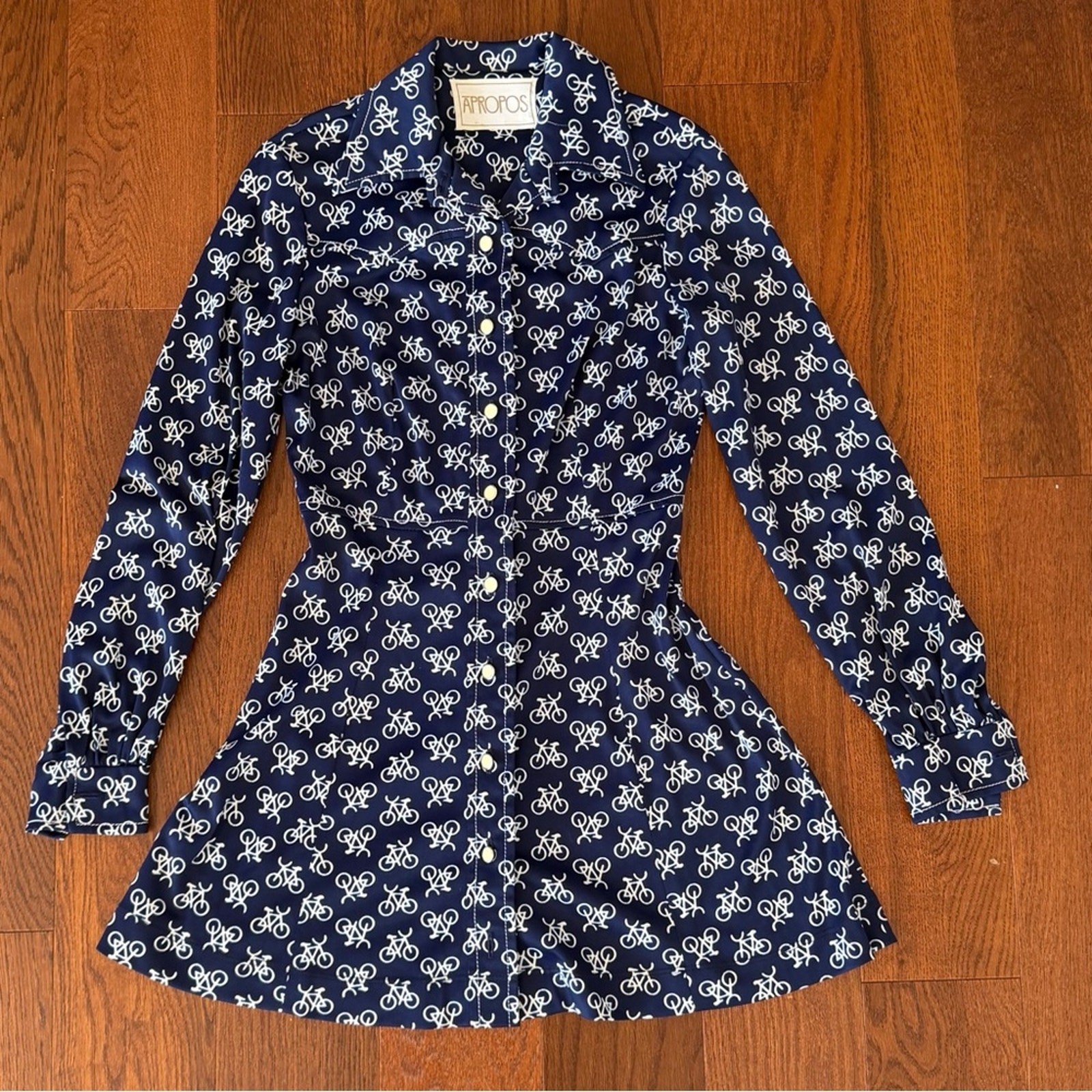 Vintage Bicycle Print Mini Dress by Apropos XS