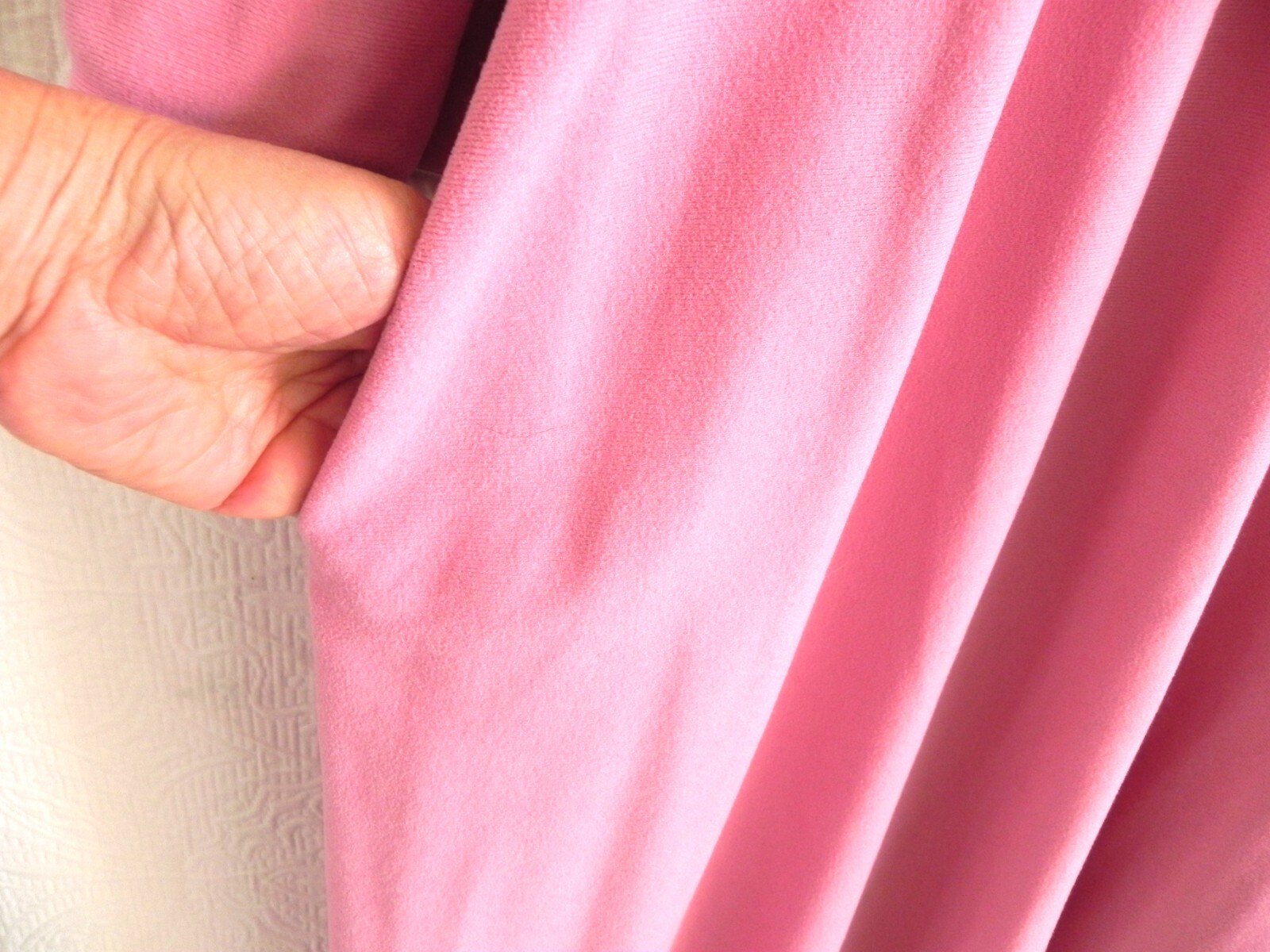 Avantique RARE Robe/Coverup Pink Velour Maxi Long Sleeve 3/4 Zip Pockets Size L