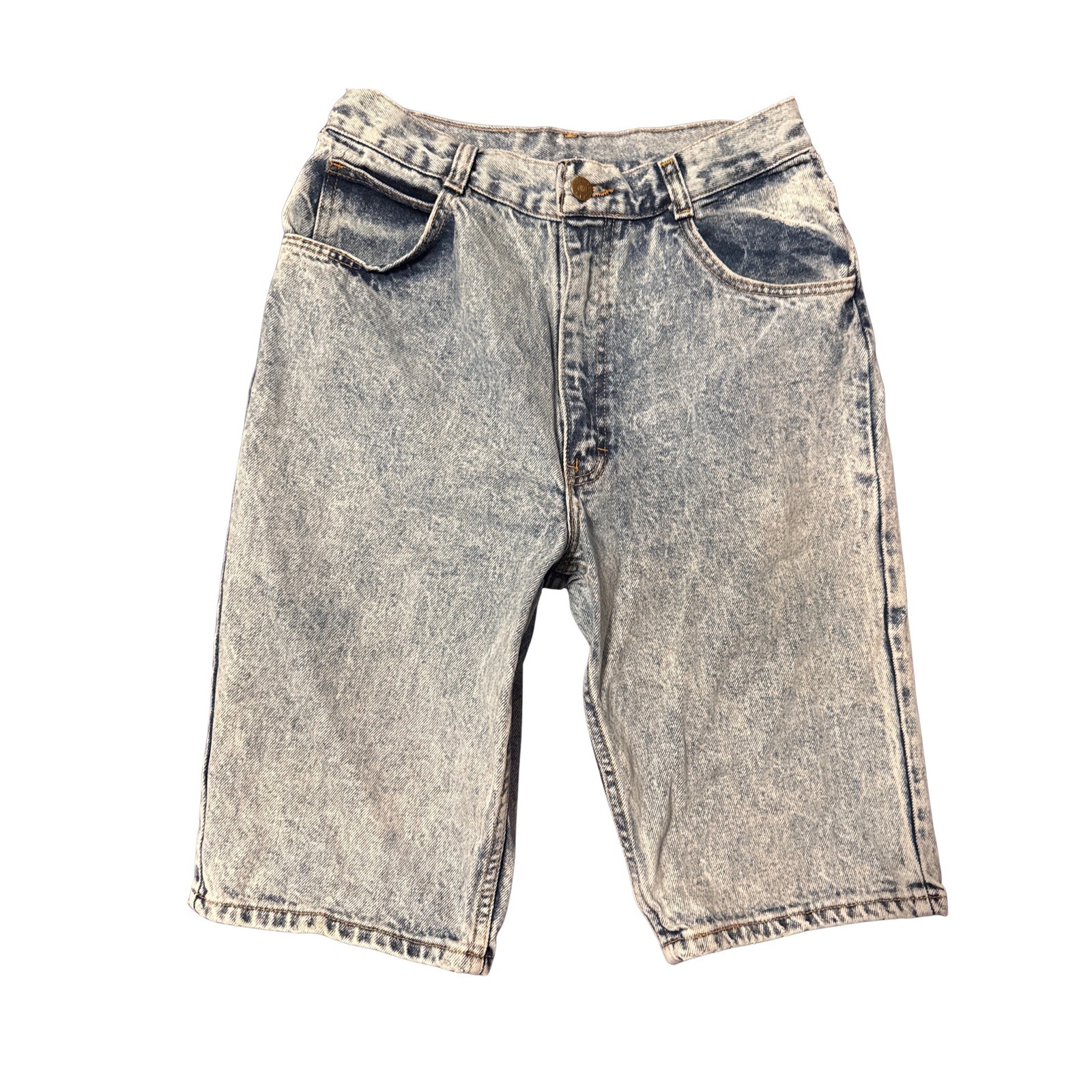 90’s No Excuses Acid Wash Denim Bermuda Shorts High Waist Jorts Womens 28 Waist