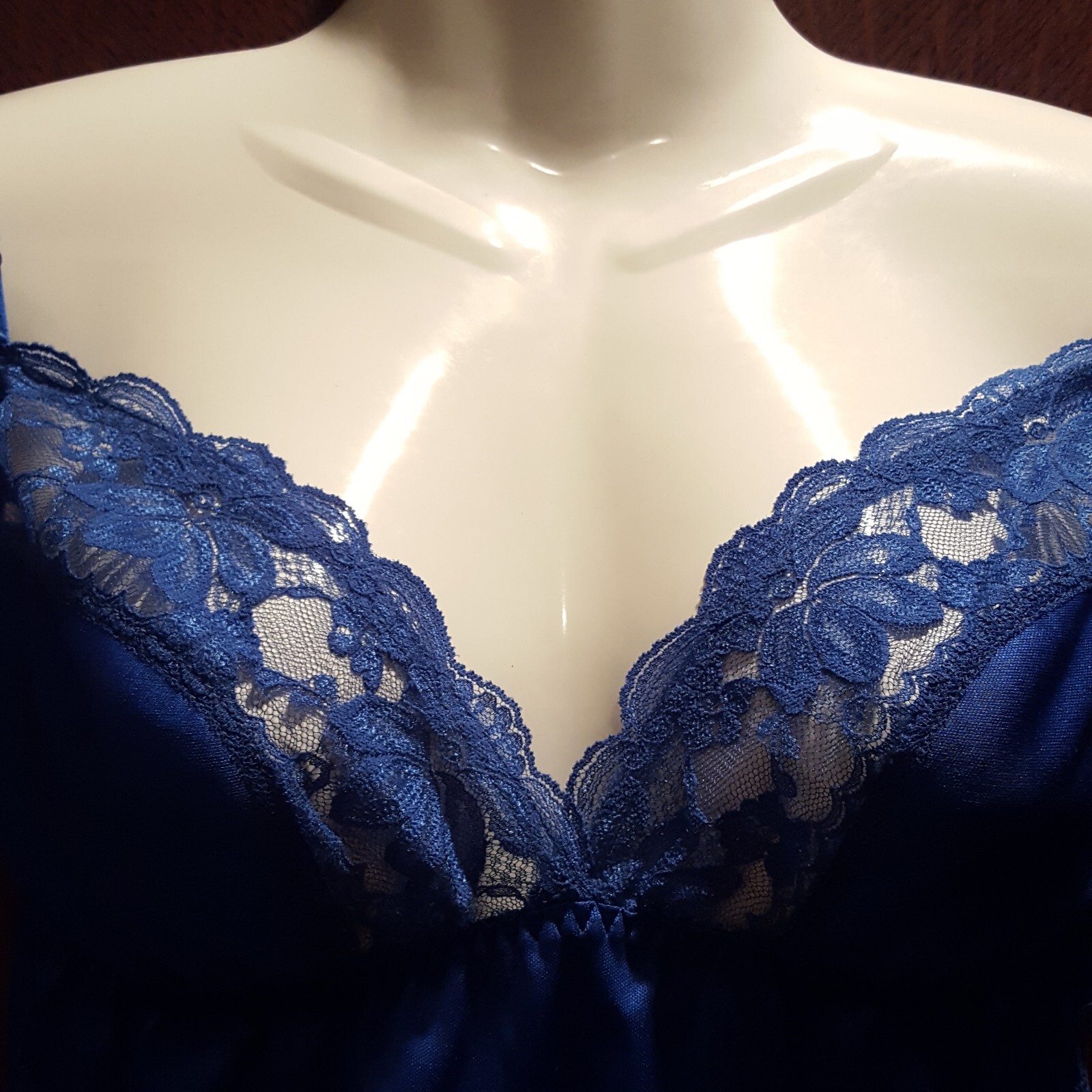 DOLORES For POIRETTE ILGWU Vintage Blue Lace Satin Romper Teddy Lingerie Size 36