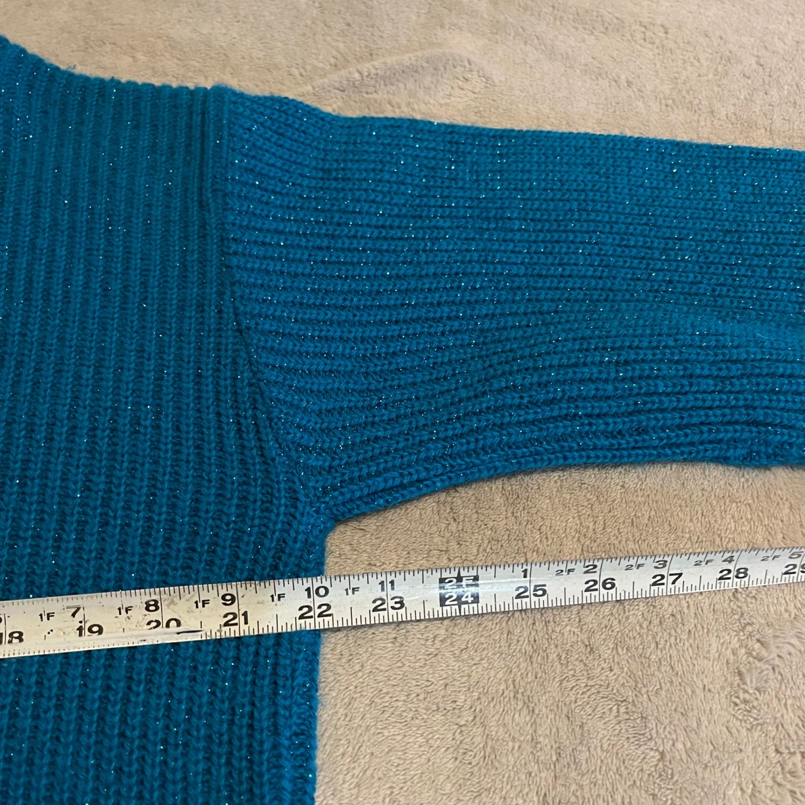 Vintage 1991 Objectivity Sweater Womens One Size Blue Sparkle Knit Made in USA