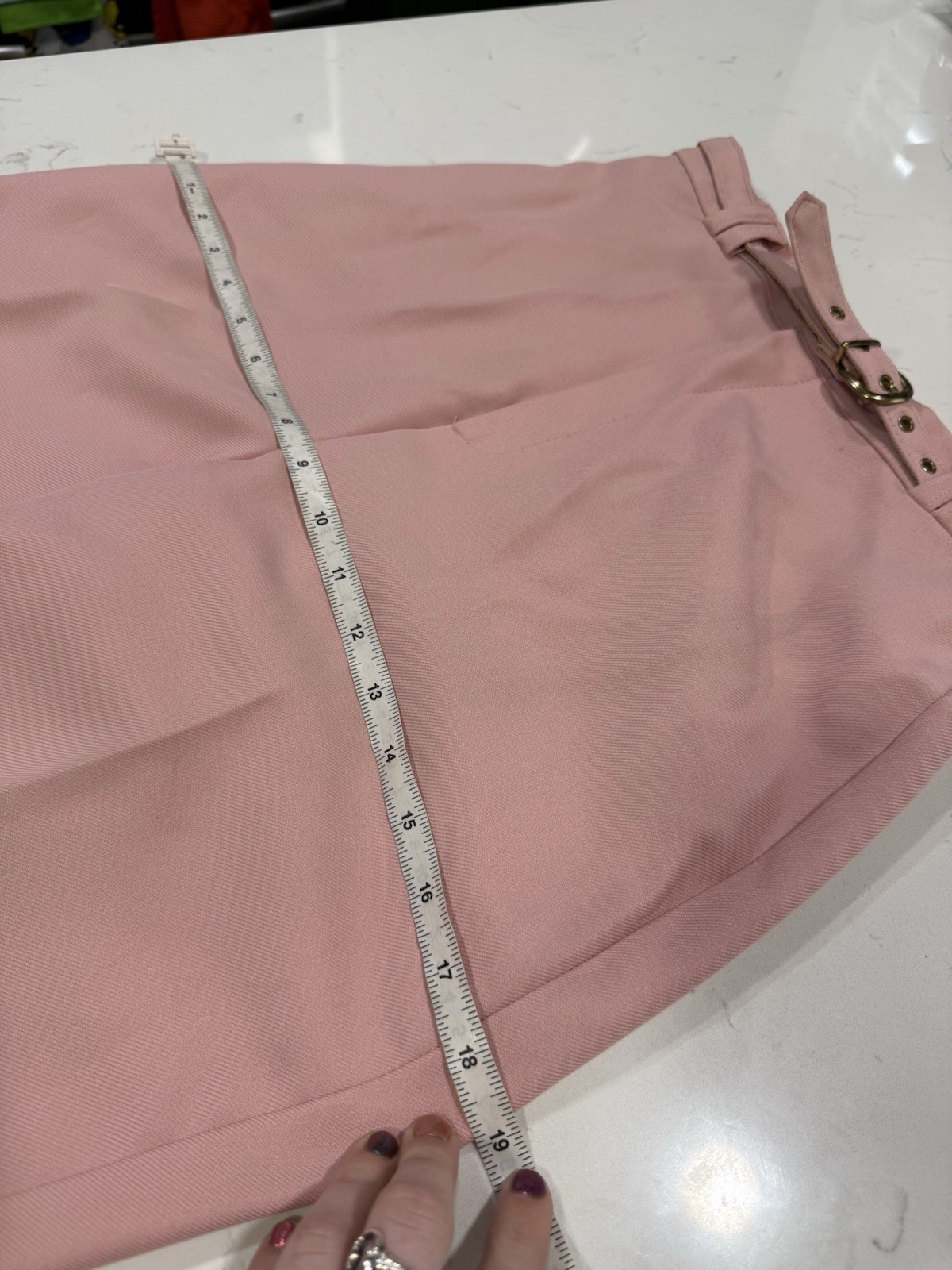 Vintage 1970s High Waisted Light Pink Straight Leg Trousers W Belt XS Sweetbriar