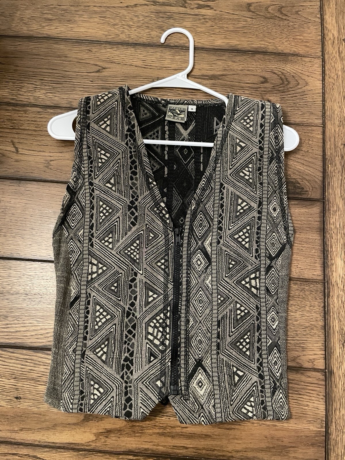 Vintage 90s Vest Top with Zipper, Embroidery Tribal Shirt Indie Sleaze Tank Rare