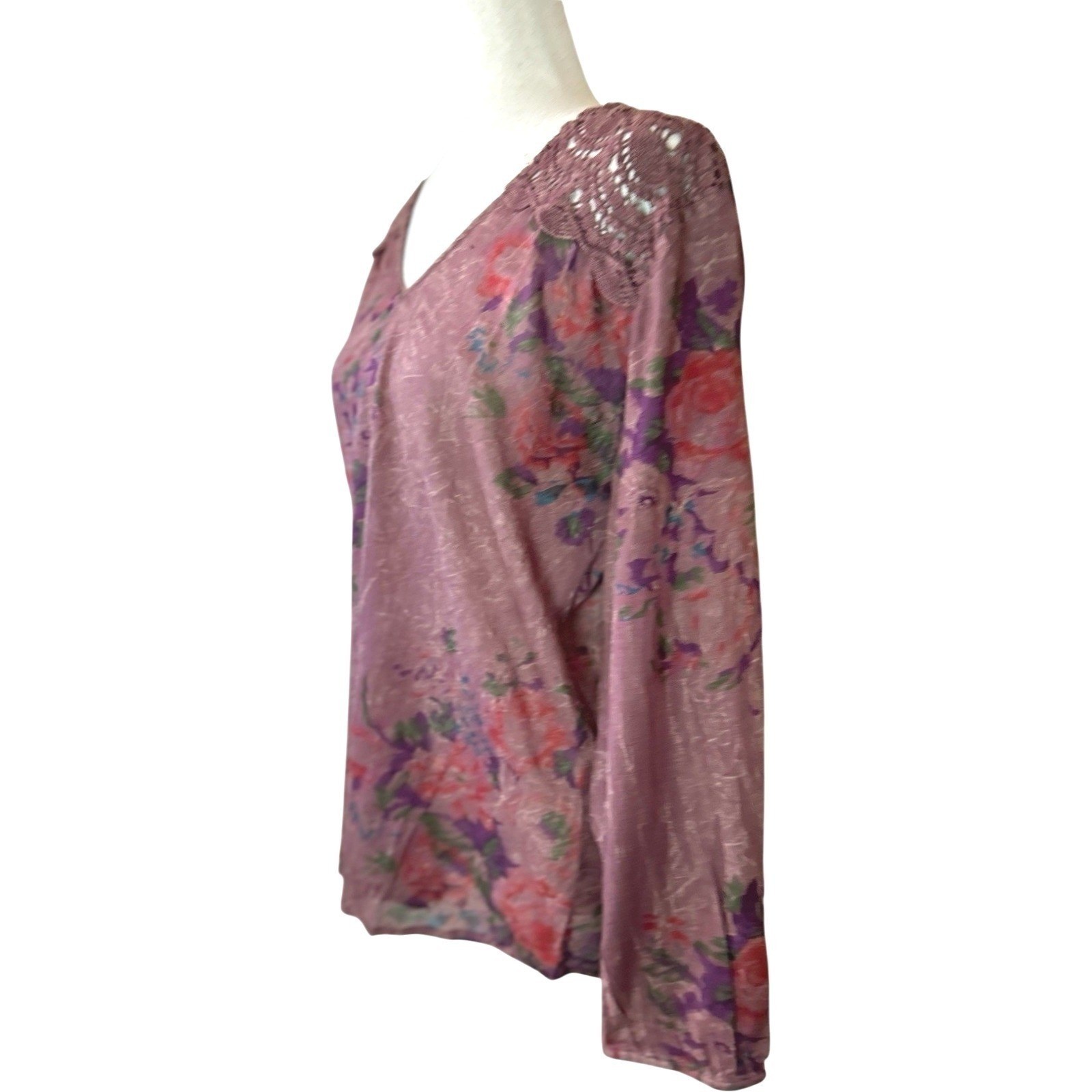 NWT Vintage Goa Burgundy Floral Cotton Top Size M Boho Fairy Fall Whimsigoth