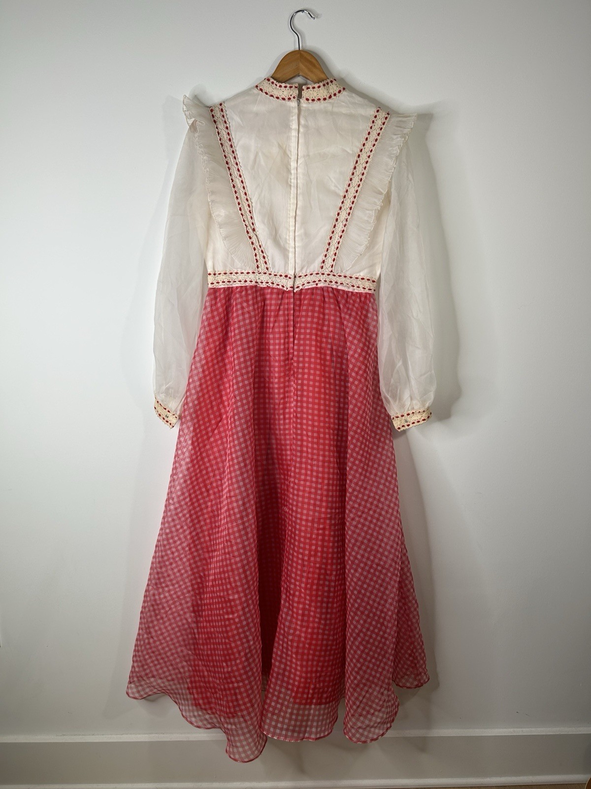 Vintage 1970’s Dress Women’s Red Prairie Fit Flare Western Cowgirl Party