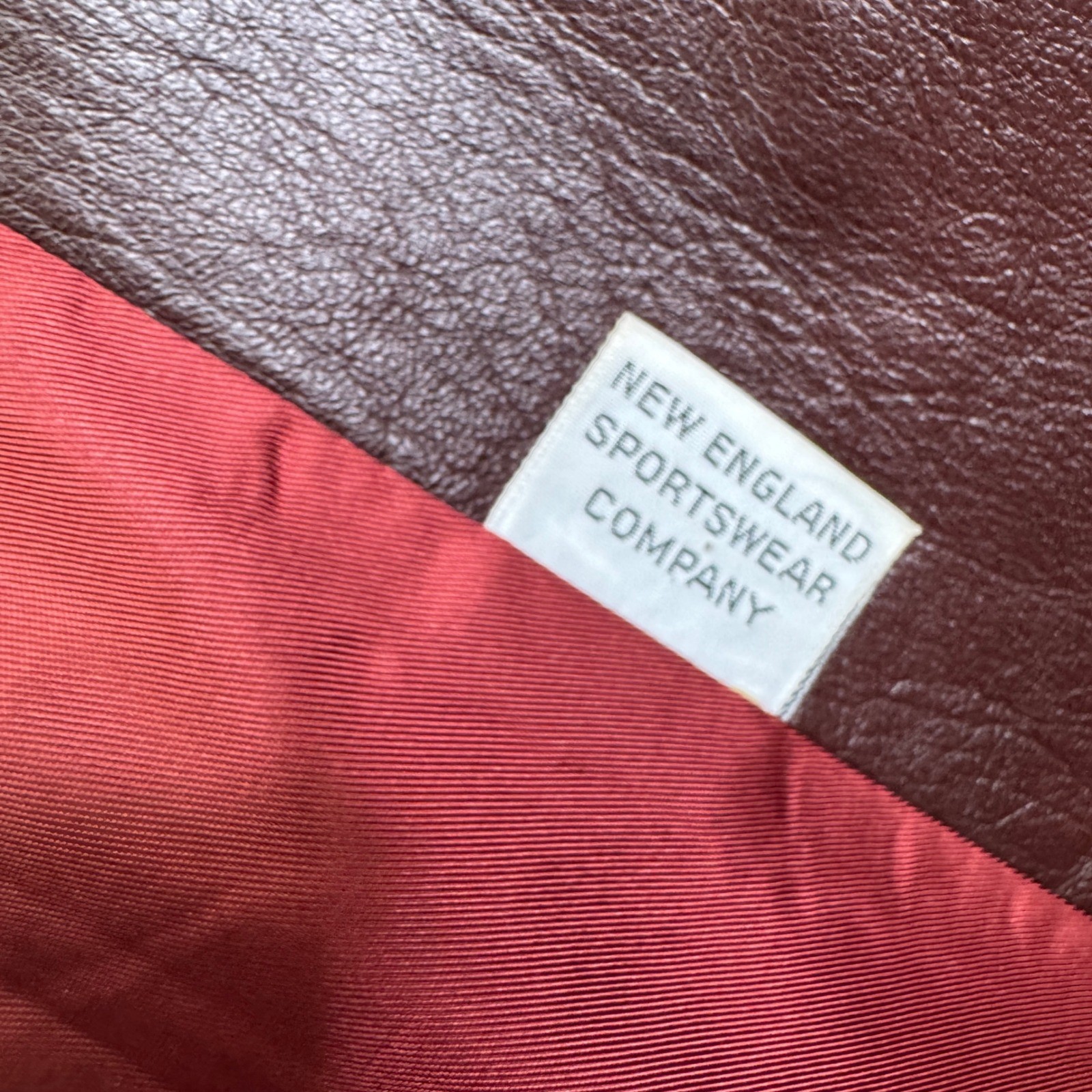 New England Sportswear Leather Jacket Burgundy Brown Vintage 70s Belted Coat USA
