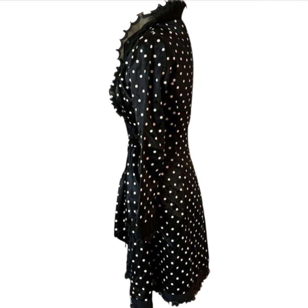 Alfred Werber Vintage Retro Accordian Ruffle Polka Dot Wrap Robe Dress SZ Small