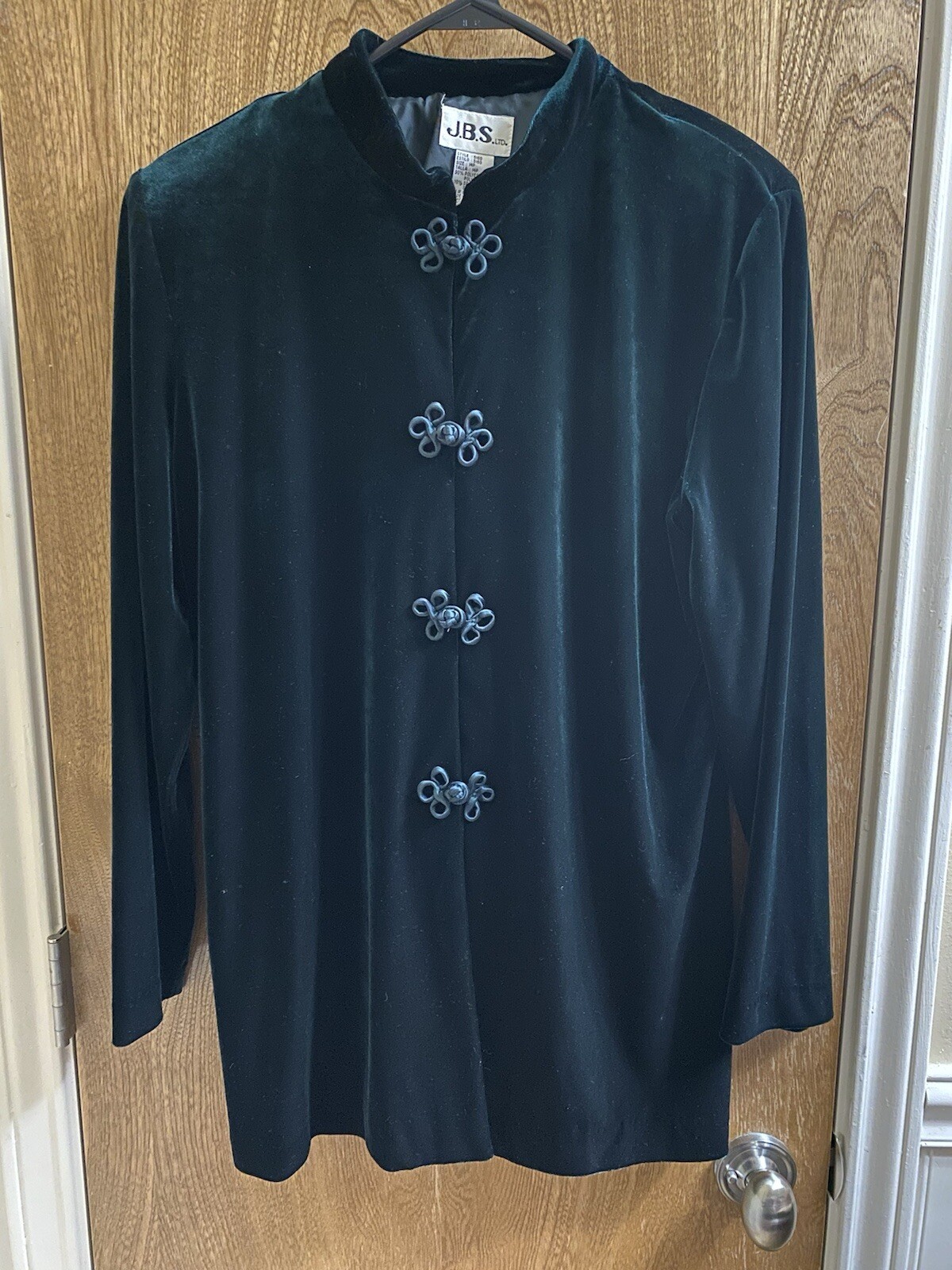Vintage JBS LTD Jacket Womens Velvet Velour Emerald Green Size 14P Super Soft