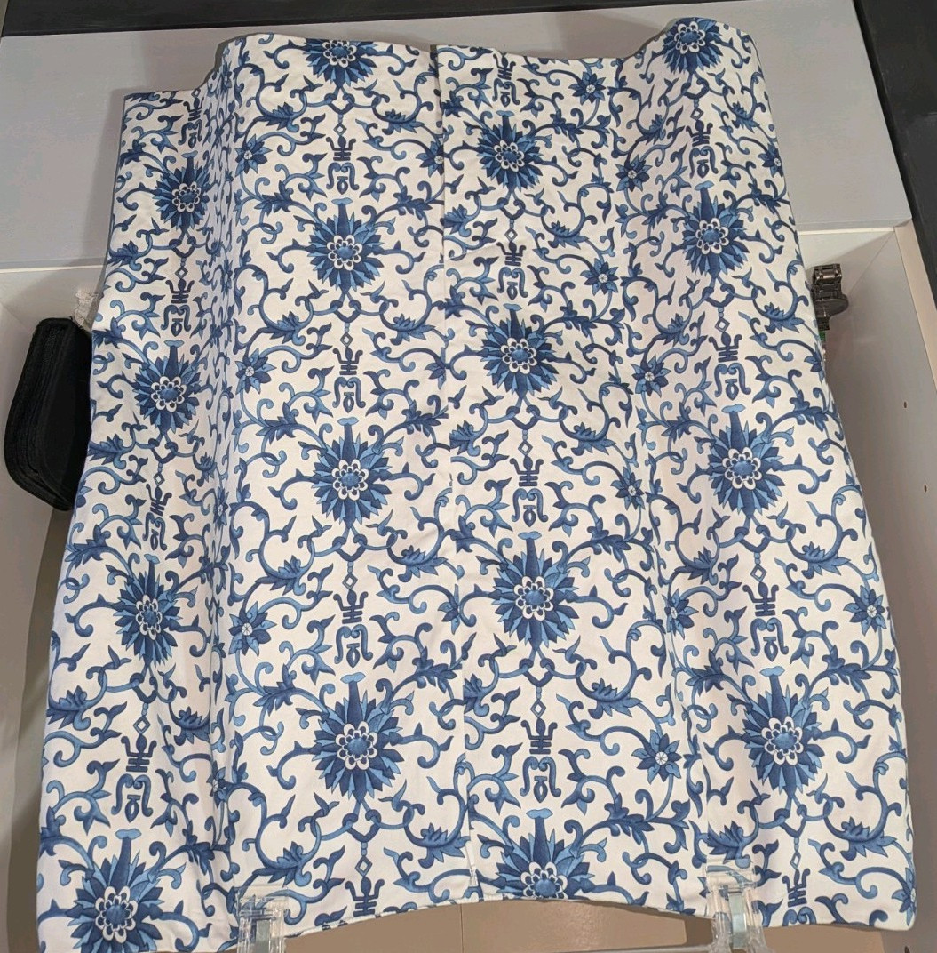 Lauren Ralph Lauren Blue/White Porcelain Rosette Knee Length Skirt Size 20W