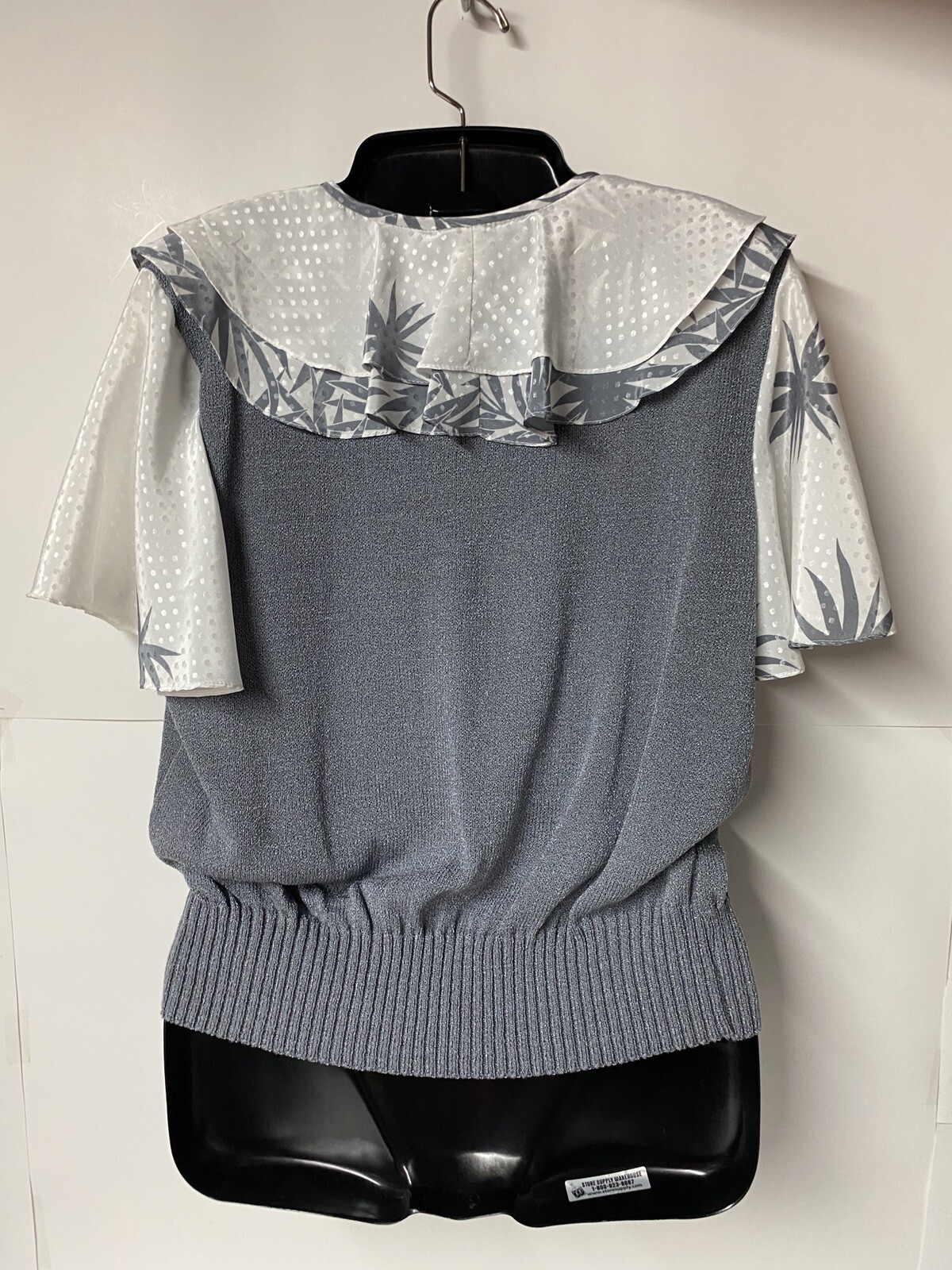 Anthony Sicari Double Ruffle Collar Vintage 80’s Gray Womens Sweater Size 10 USA