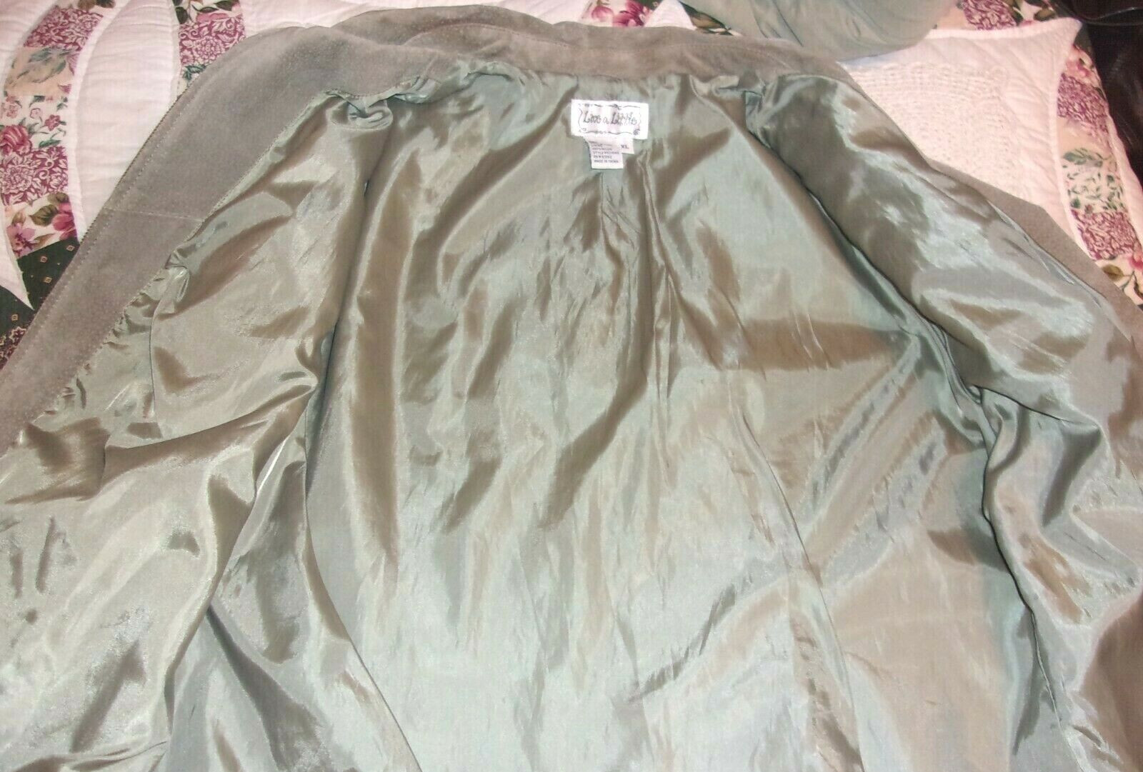 VTG? LIVE A LITTLE MOSS GREEN SUEDE LEATHER JACKET ZIP FRONT L SLEEVES XL WOMEN