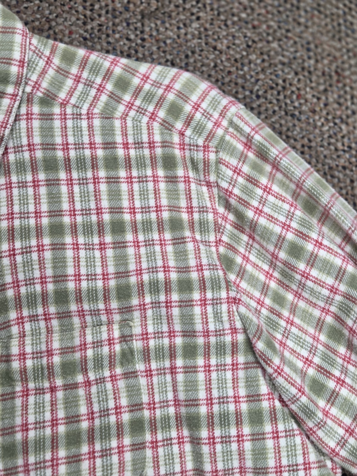 Vintage Woolrich Womens Extra Large XL Plaid Green Red Flannel Long Sleeve Shirt