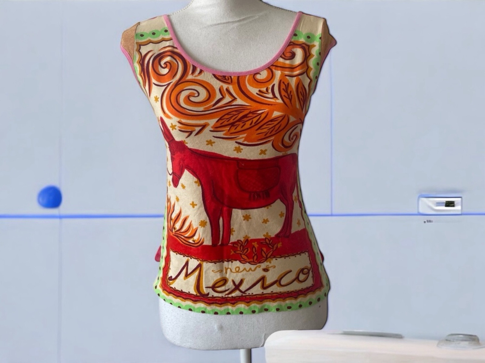 Y2K Custo Barcelona Vintage RARE Top New Mexico Blouse Horse Multicolor Top S
