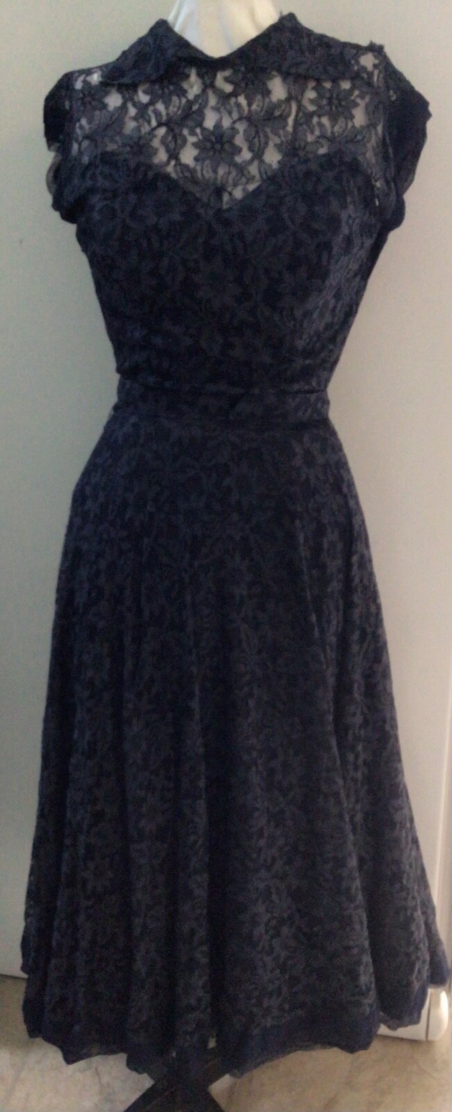 Vintage Will Steinman Party Dress Lace Lined 1950’s Full Skirt Boned Size S-M