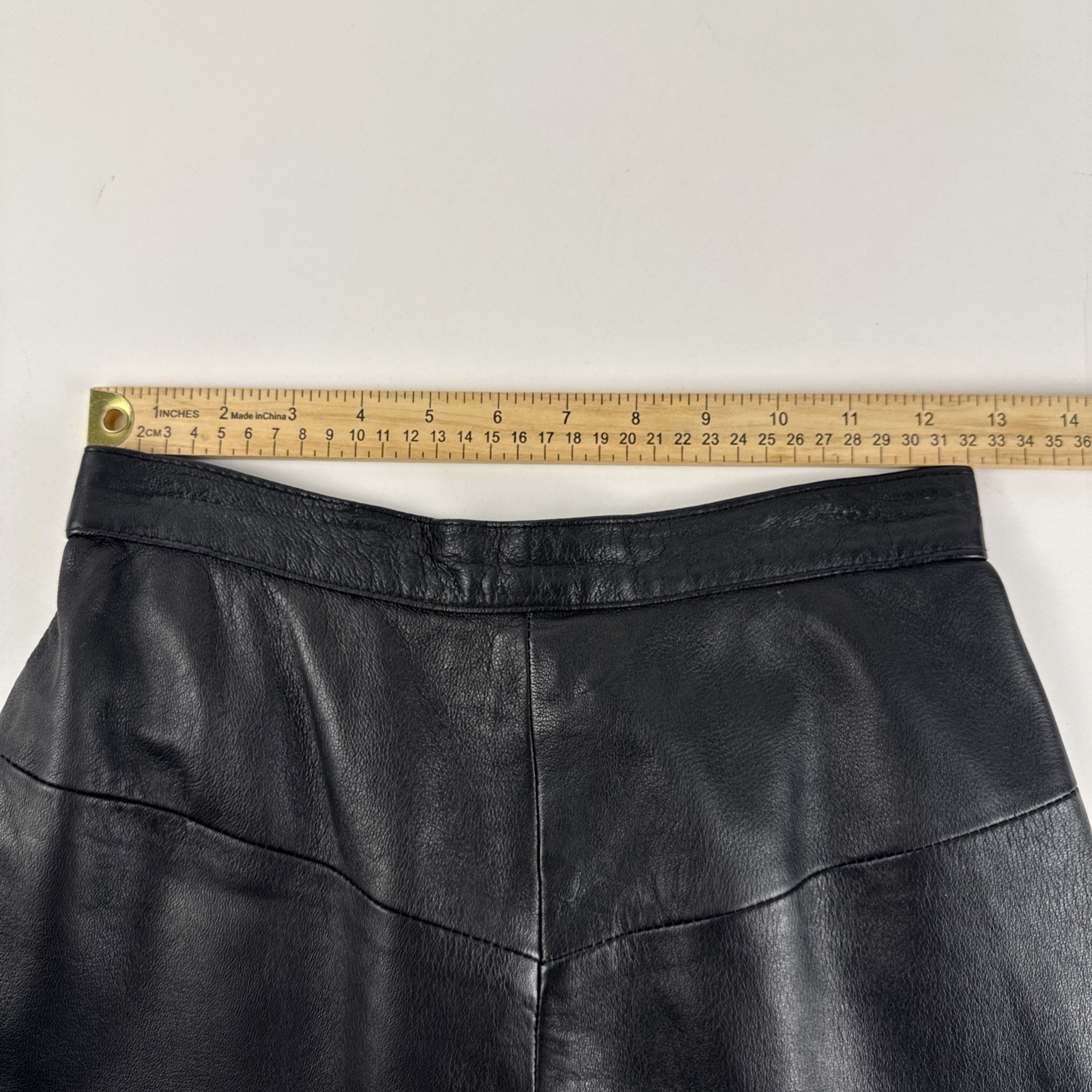 Forenza Leather Skirt Women 8 Black Vintage High Waist Pencil Midi Italy