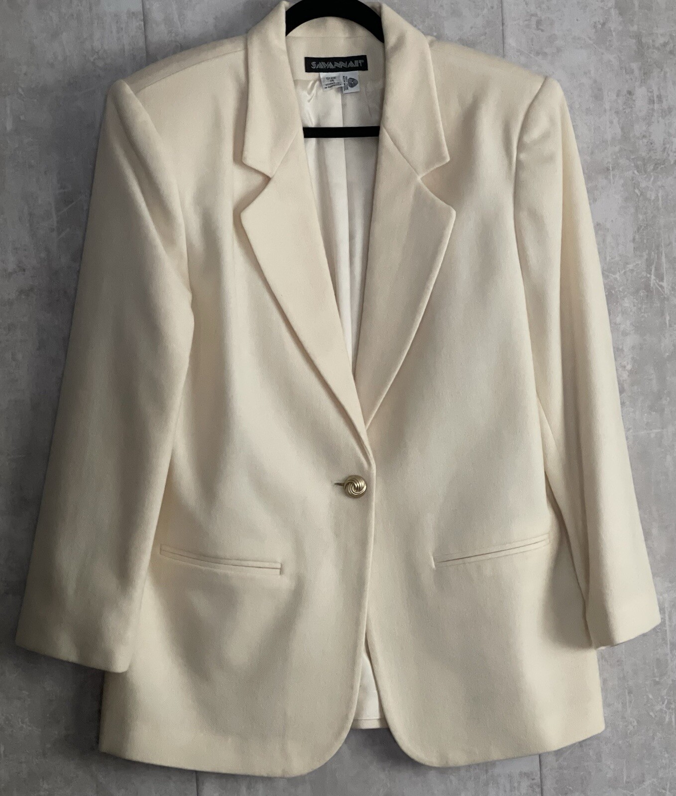 Savannah Blazer Womens Vintage Lined 100% Wool Slit Pockets Single Button S14