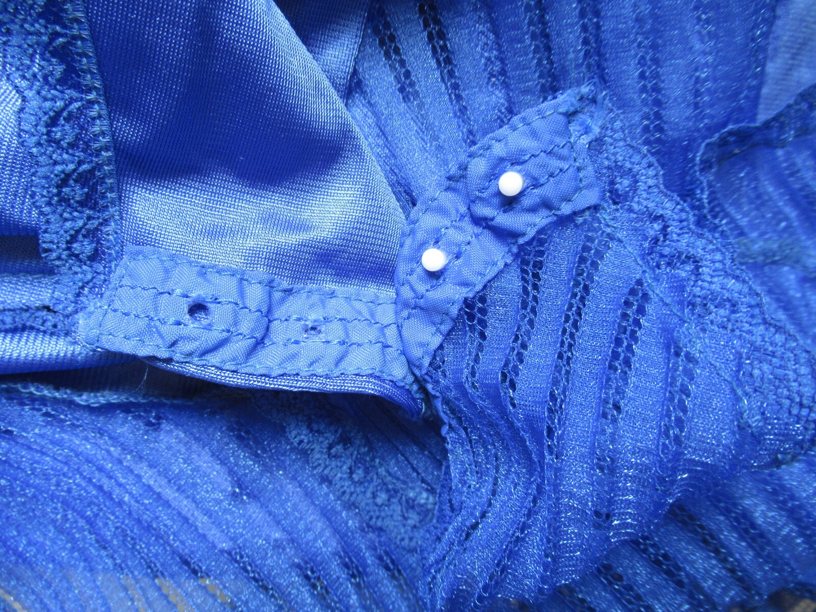 Vintage Bestform Blue Nylon Poly Lace Sexy Sheer Flutter Ruffle Teddy Lingerie M