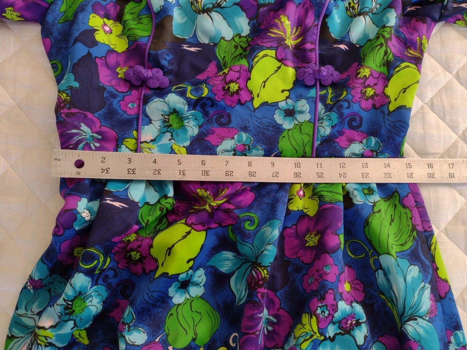 1960s Vtg Floral Hostess Gown Cheongsam Pagoda Mod Maxi Mcm Glam Japanese 70s