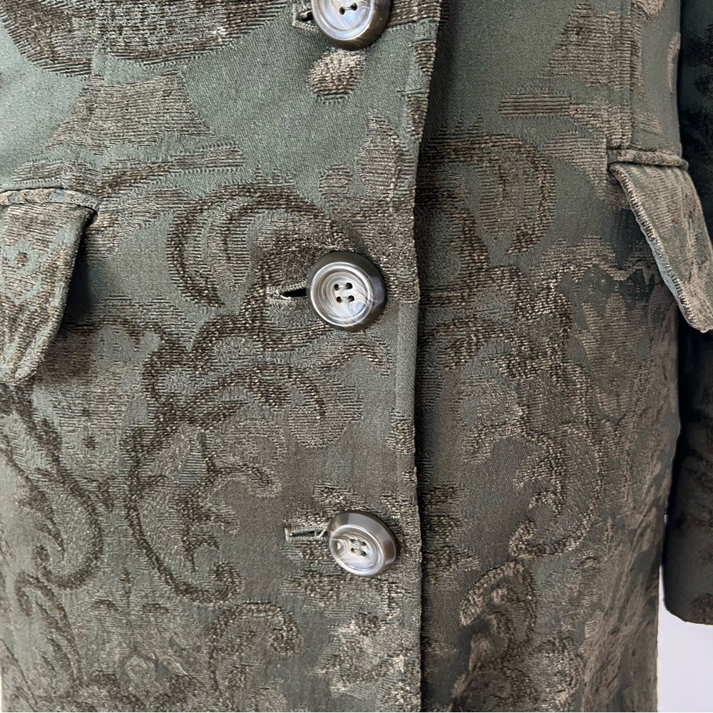 Giacca Gallery Vintage 90s/Y2K Dark Green Embroidered Boho Jacket Faux Fur 🦚