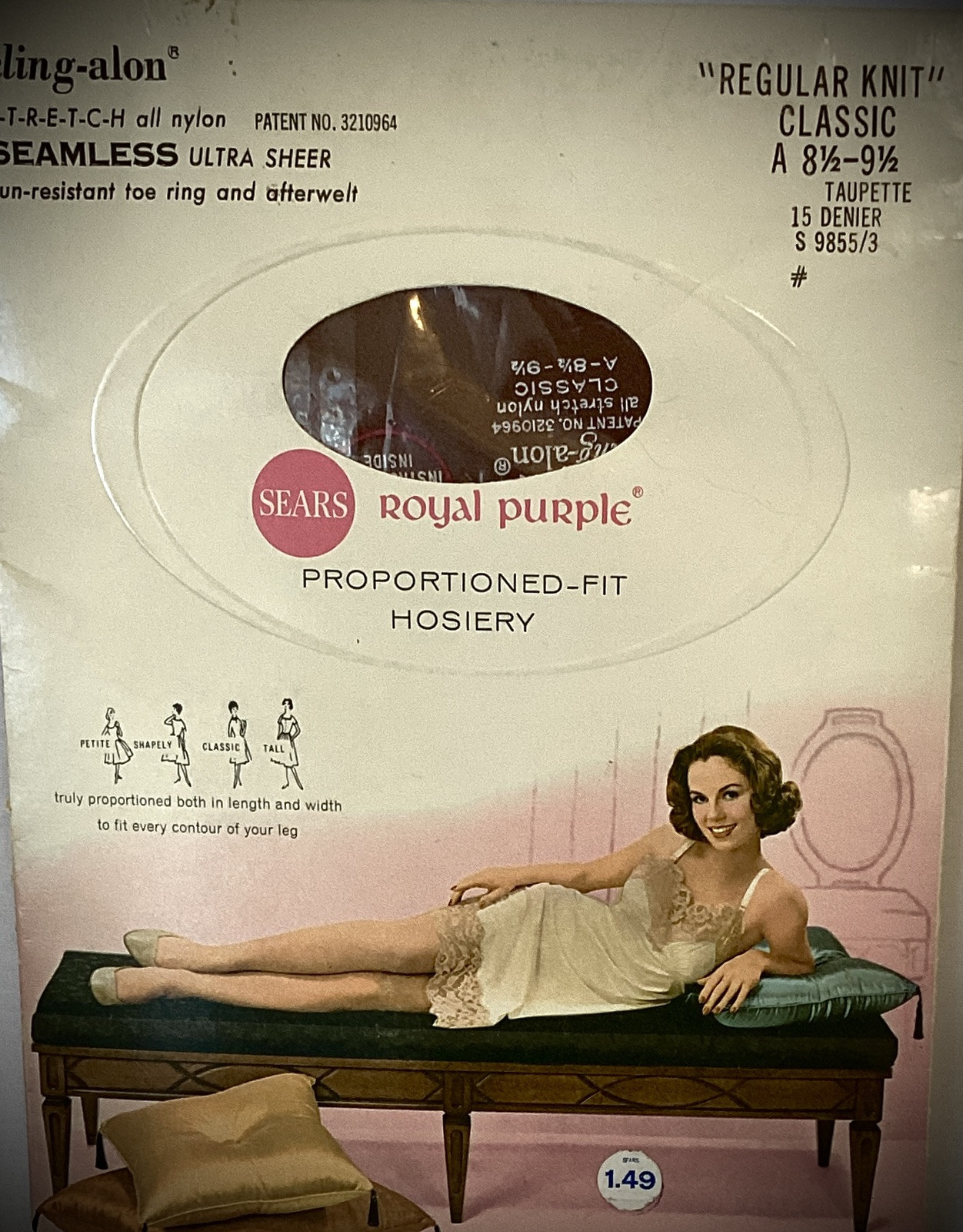 Vintage Royal Purple~Seamless Ultra Sheer Nylon Stockings~Classic Sz. A-8.5-9.5